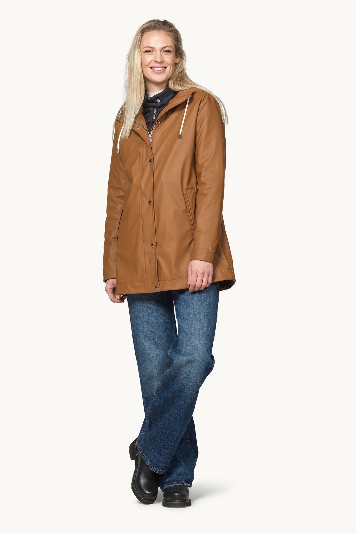 Short Raincoat with Hood - Toffee
