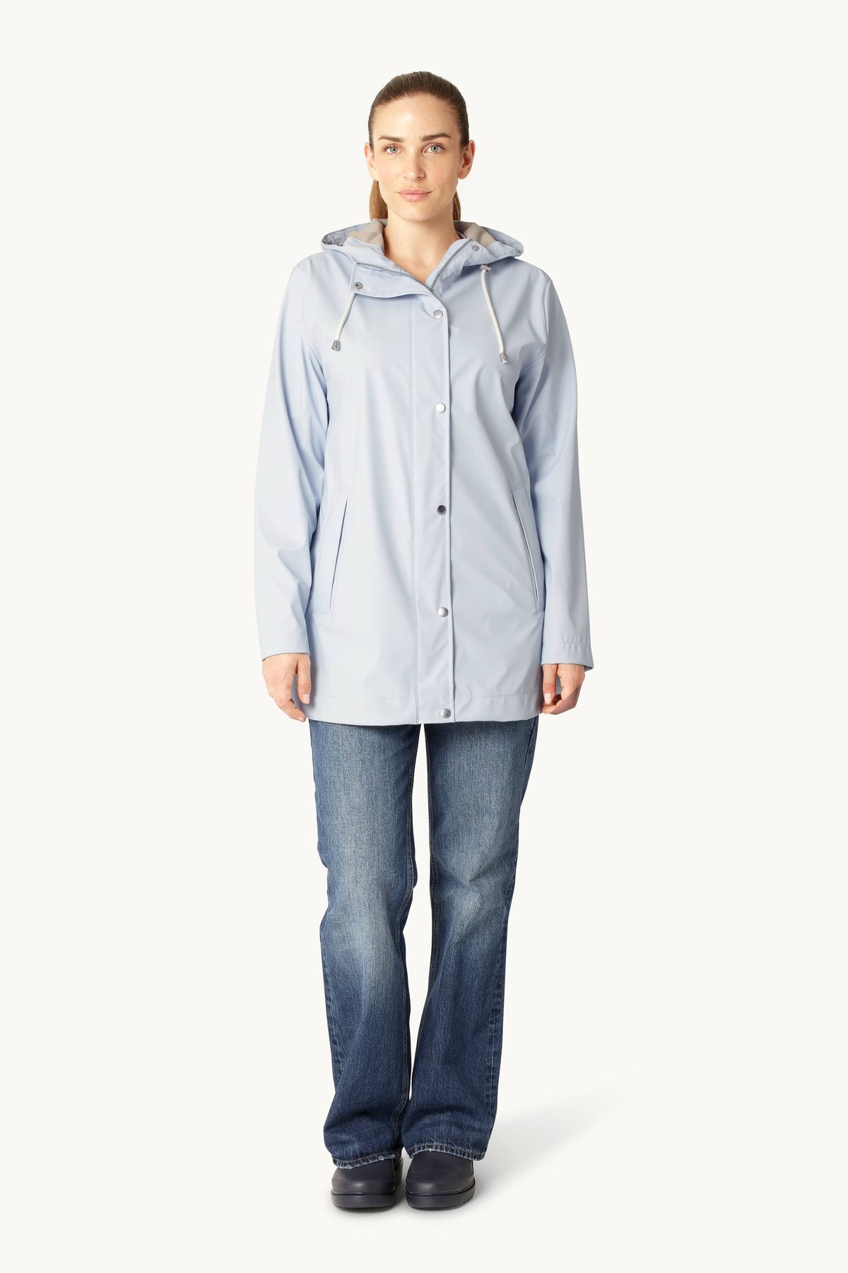 Short Raincoat with Hood - Heather