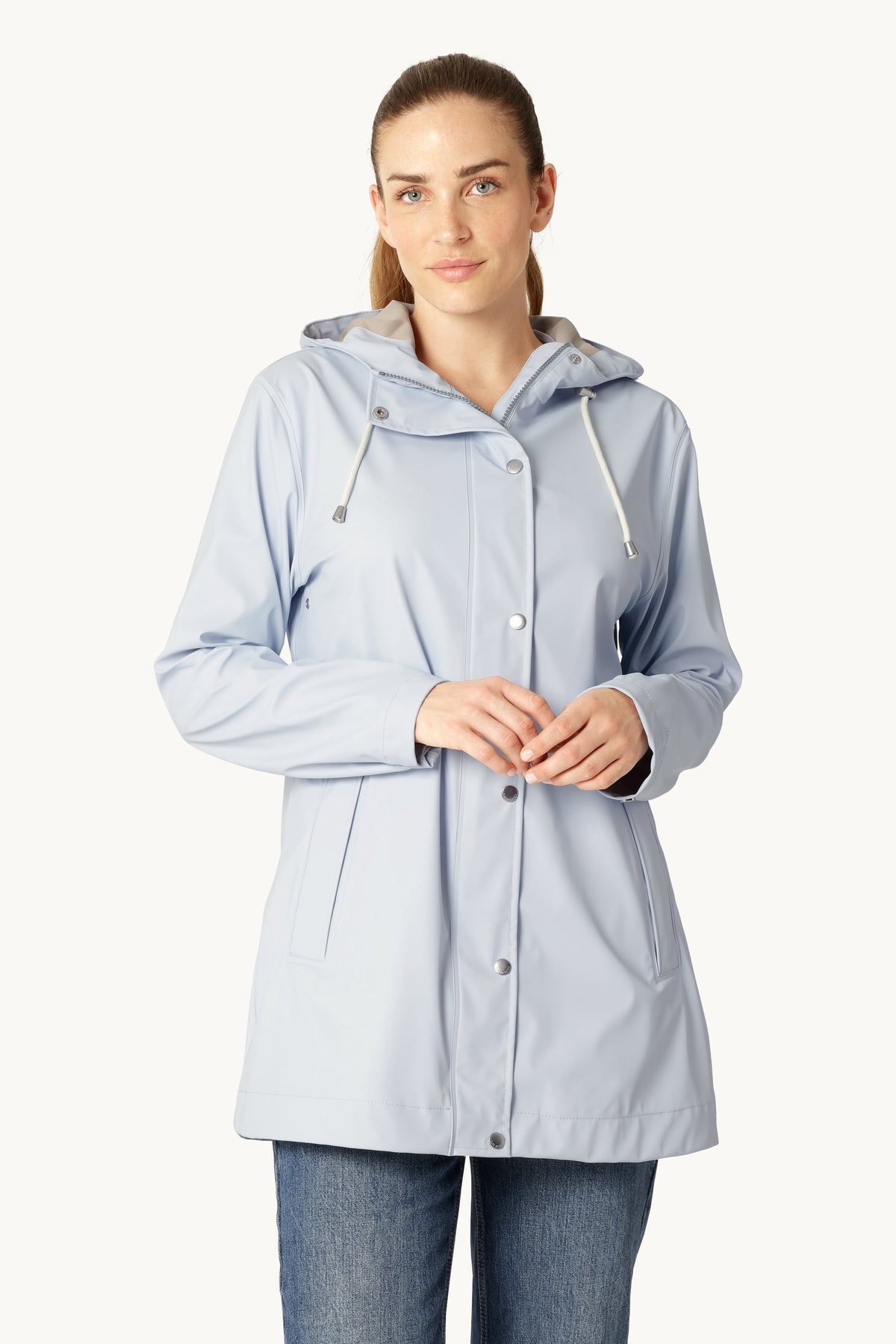Short Raincoat with Hood - Heather