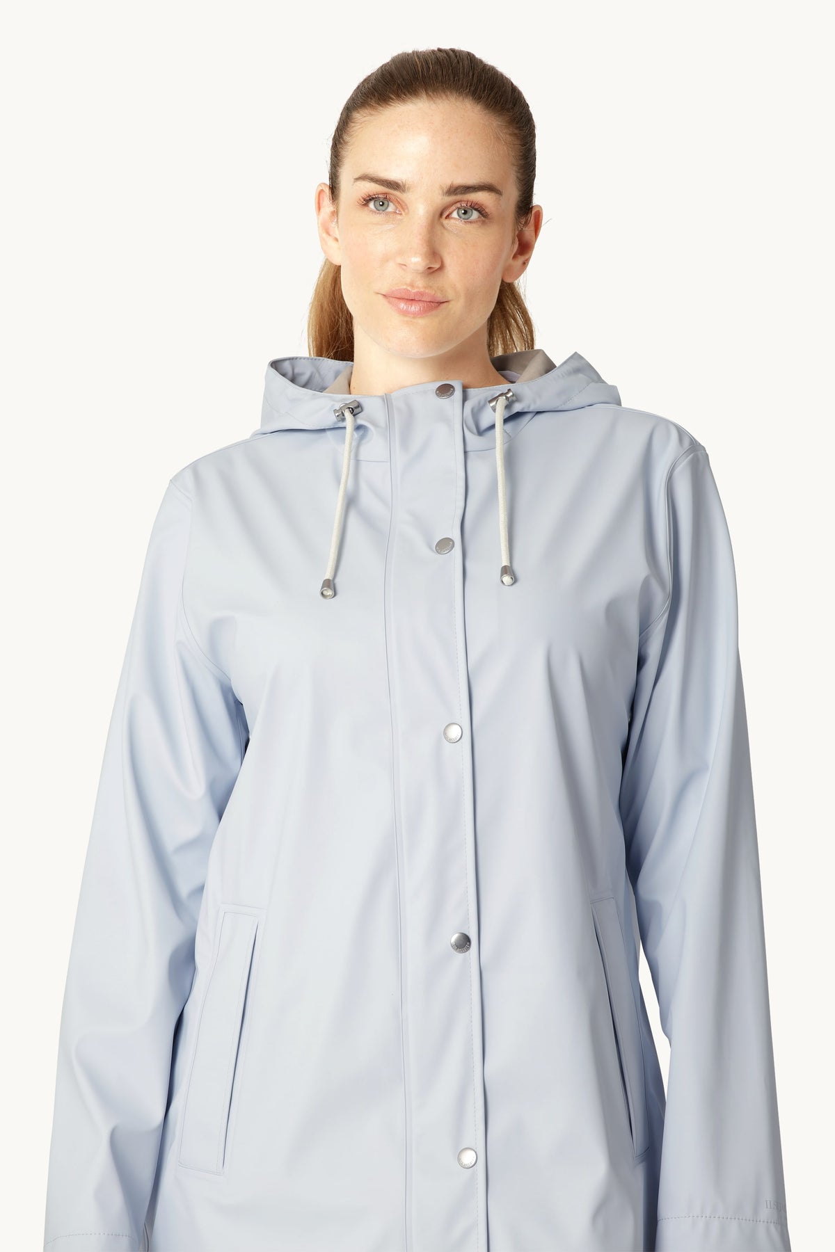 Short Raincoat with Hood - Heather