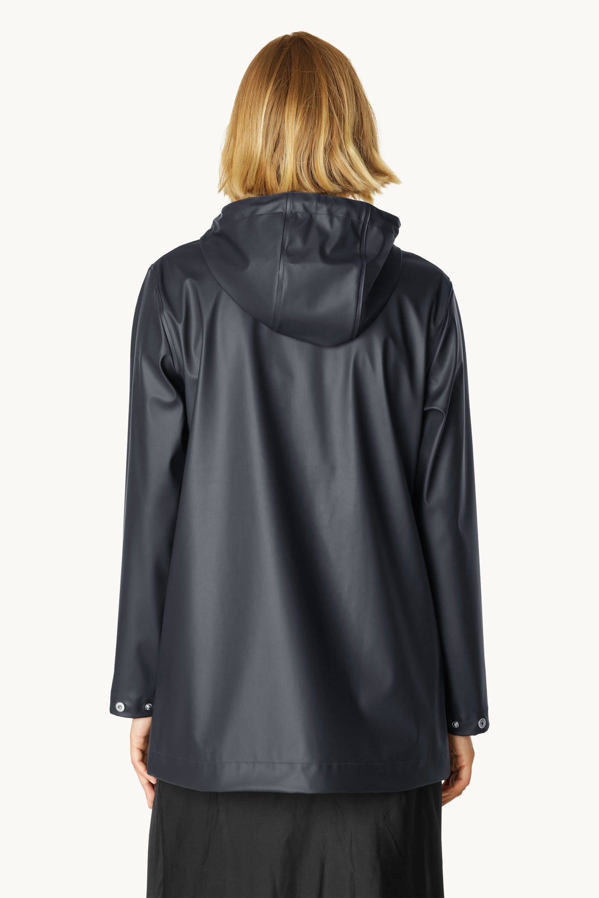 Short Raincoat with Hood - Dark Indigo
