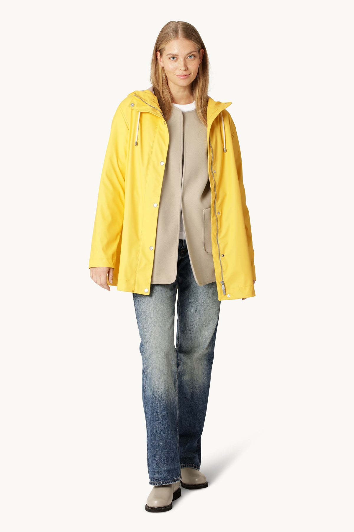 Short Raincoat with Hood - Lemon Drop