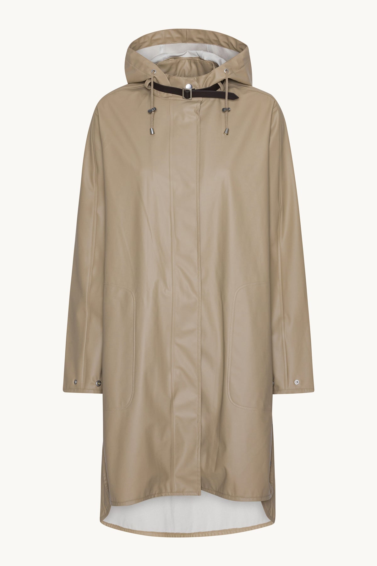 A-lined Raincoat with Detachable Hood - Wheat