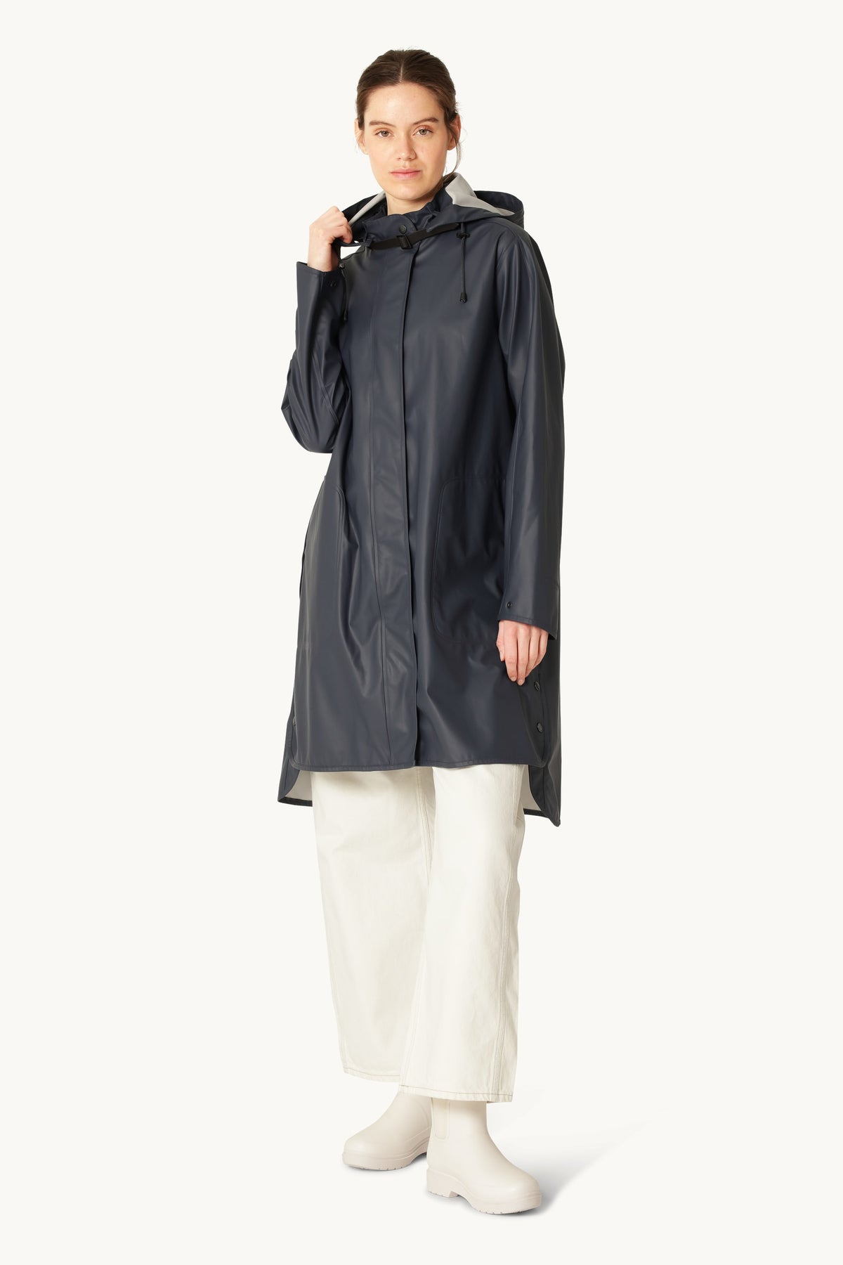 A-lined Raincoat with Detachable Hood - Ombre Blue