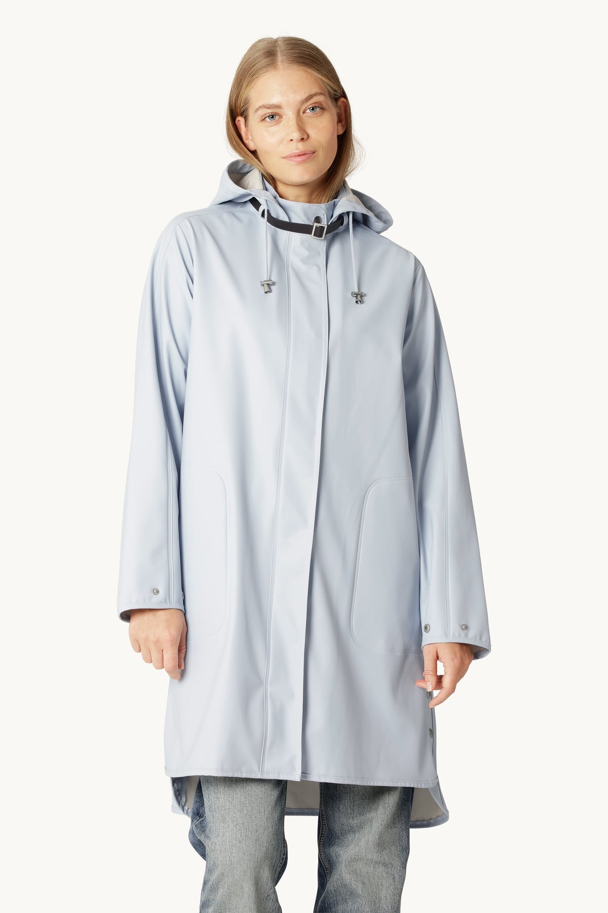 A-lined Raincoat with Detachable Hood - Heather