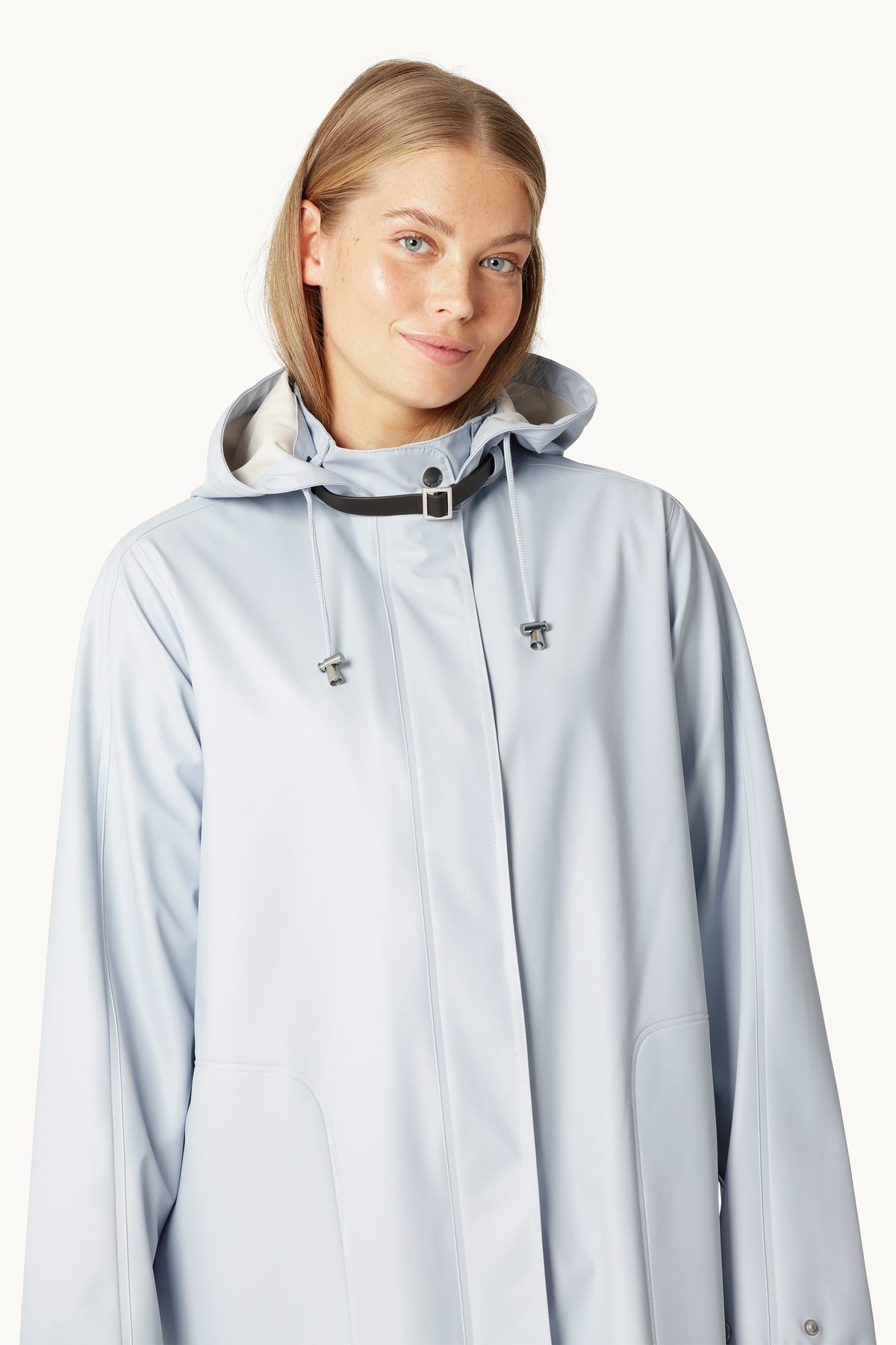 A-lined Raincoat with Detachable Hood - Heather