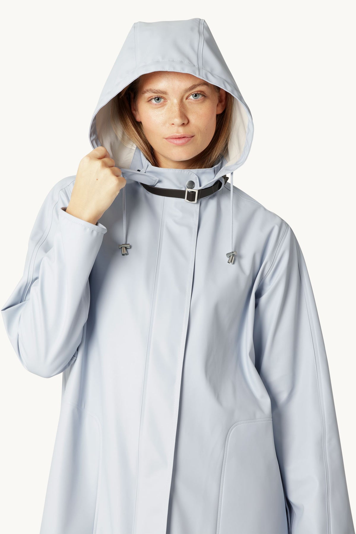 A-lined Raincoat with Detachable Hood - Heather
