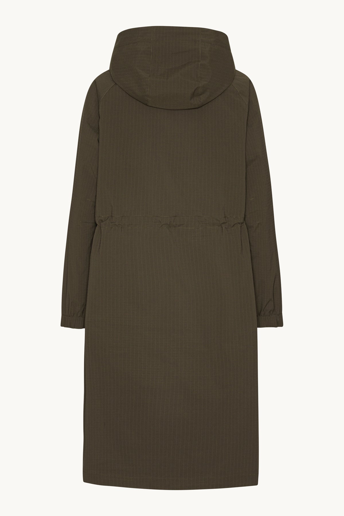Long Thermal Padded Winter Coat in Ripstop Fabric - Wren