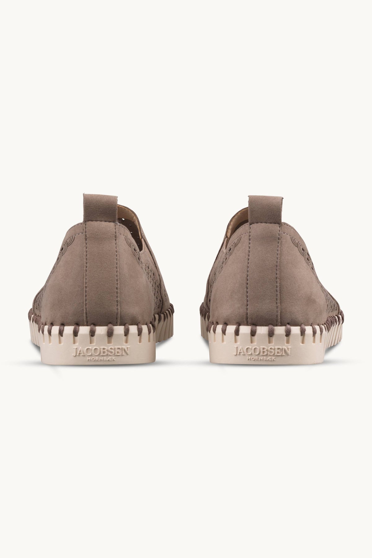 Men's Laser-cut Slip-on Shoes with Elastic Panels on Flat Sole - Falcon Pearled Ivory