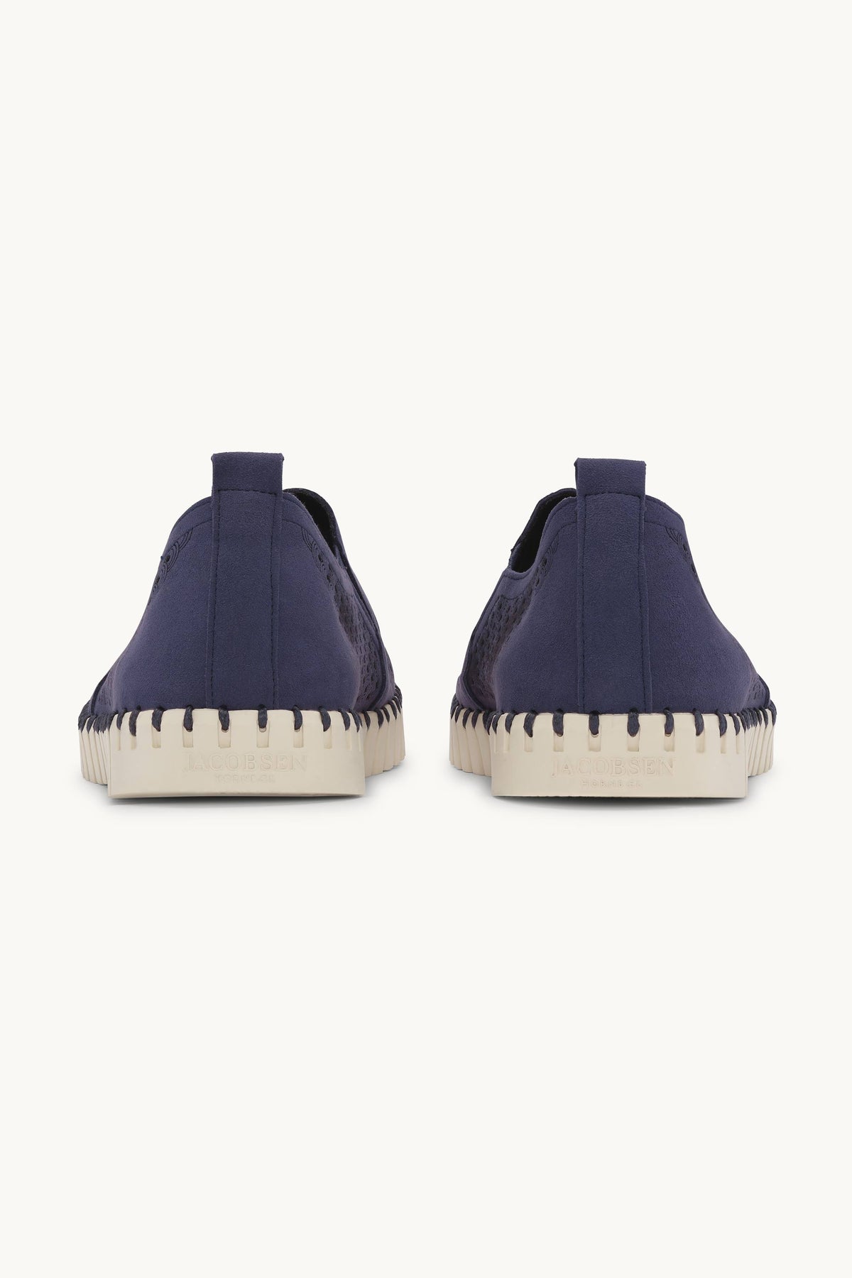 Men's Laser-cut Slip-on Shoes with Elastic Panels on Flat Sole - Navy
