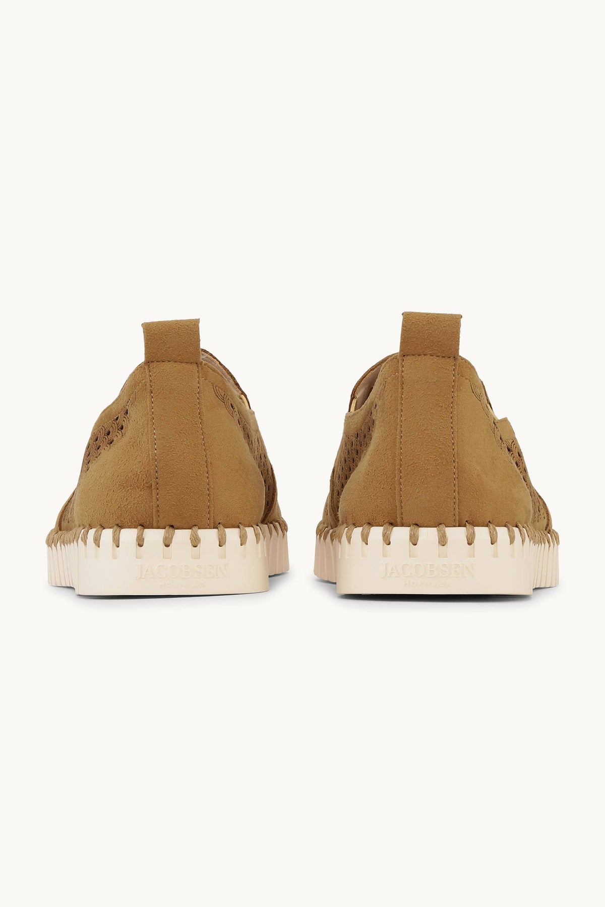 Men's Laser-cut Slip-on Shoes with Elastic Panels on Flat Sole - Goldy Pearled Ivory