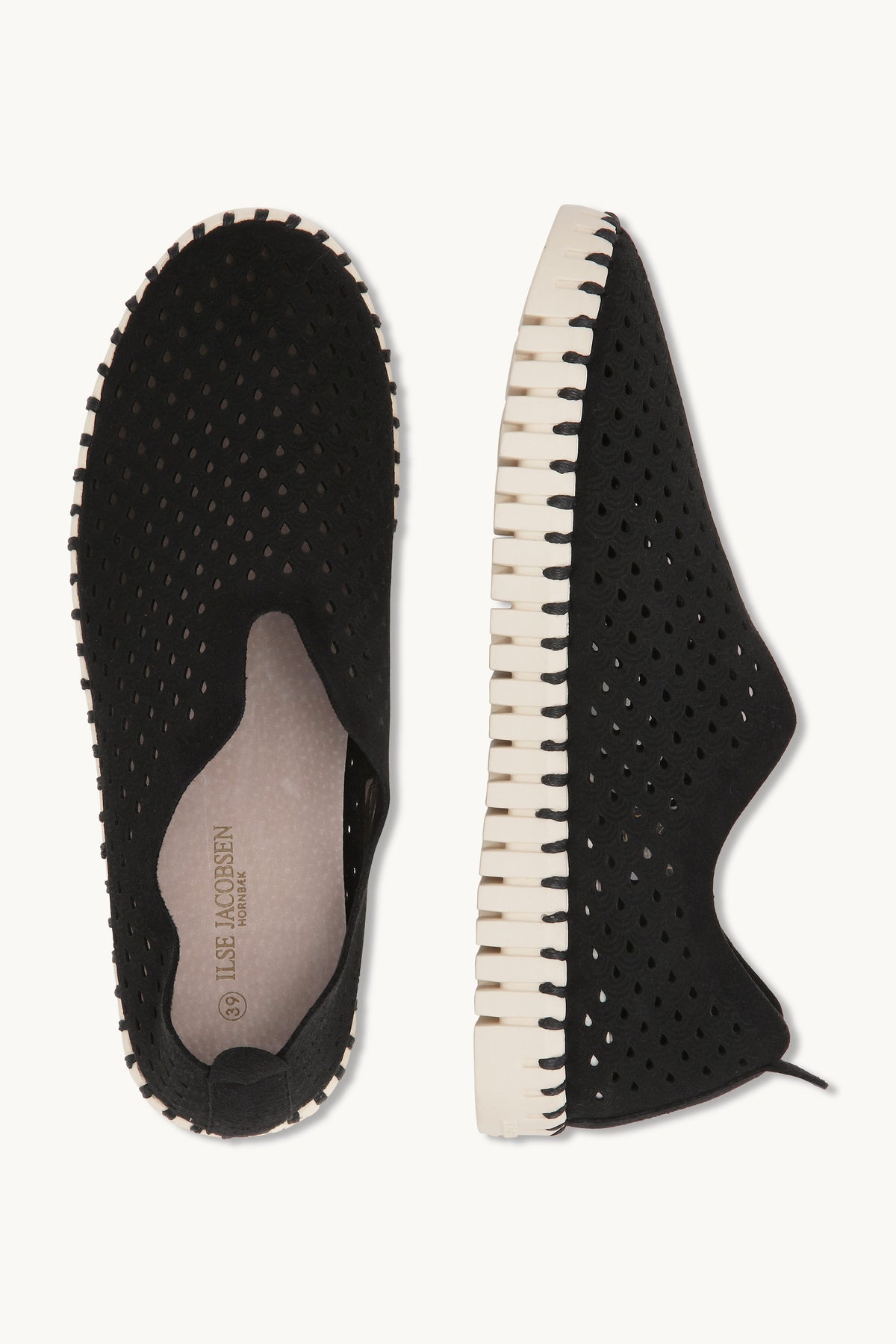 Laser-cut Slip-on Shoes on Flat Sole - Black