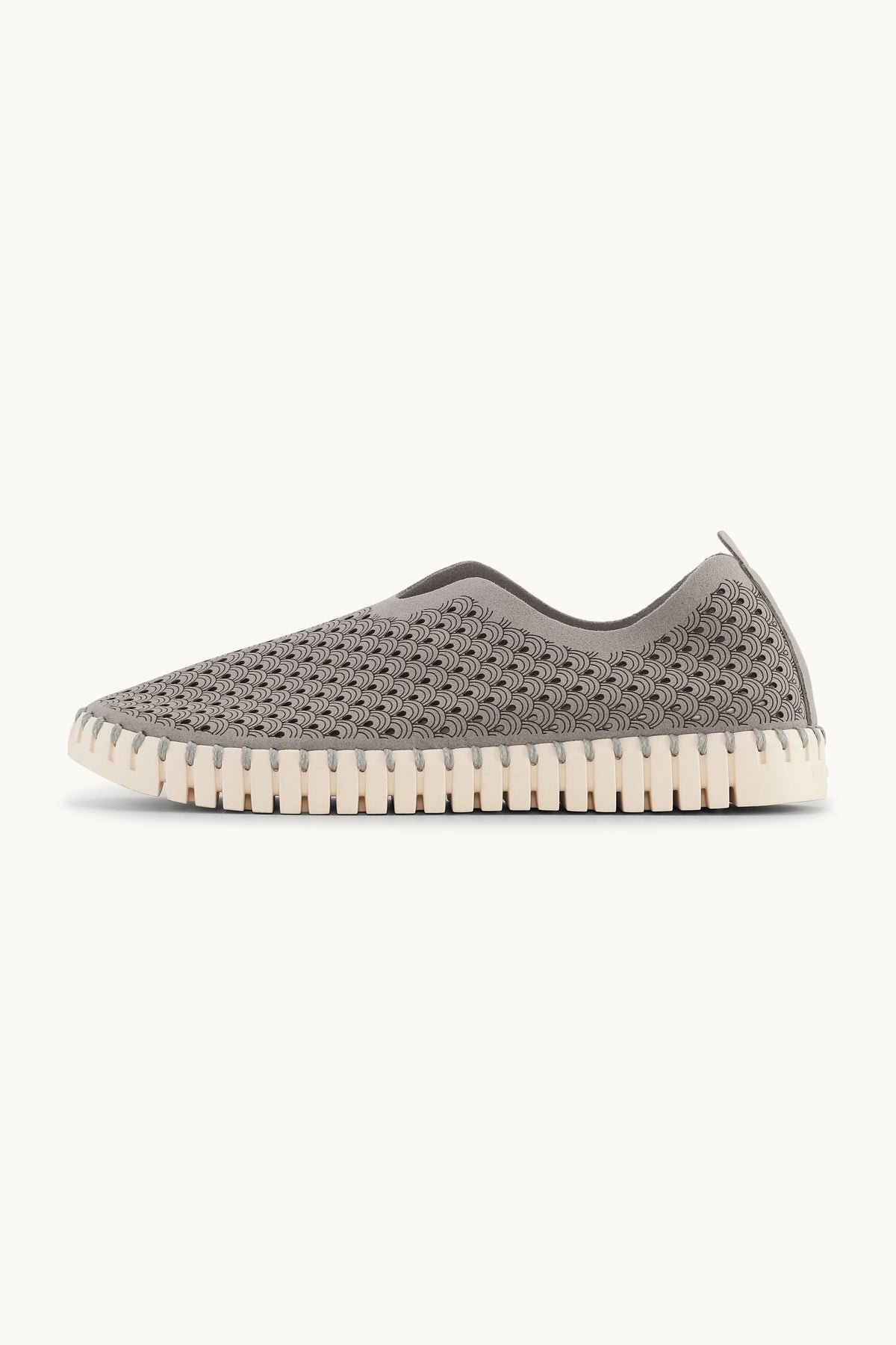 Laser-cut Slip-on Shoes on Flat Sole - Grey