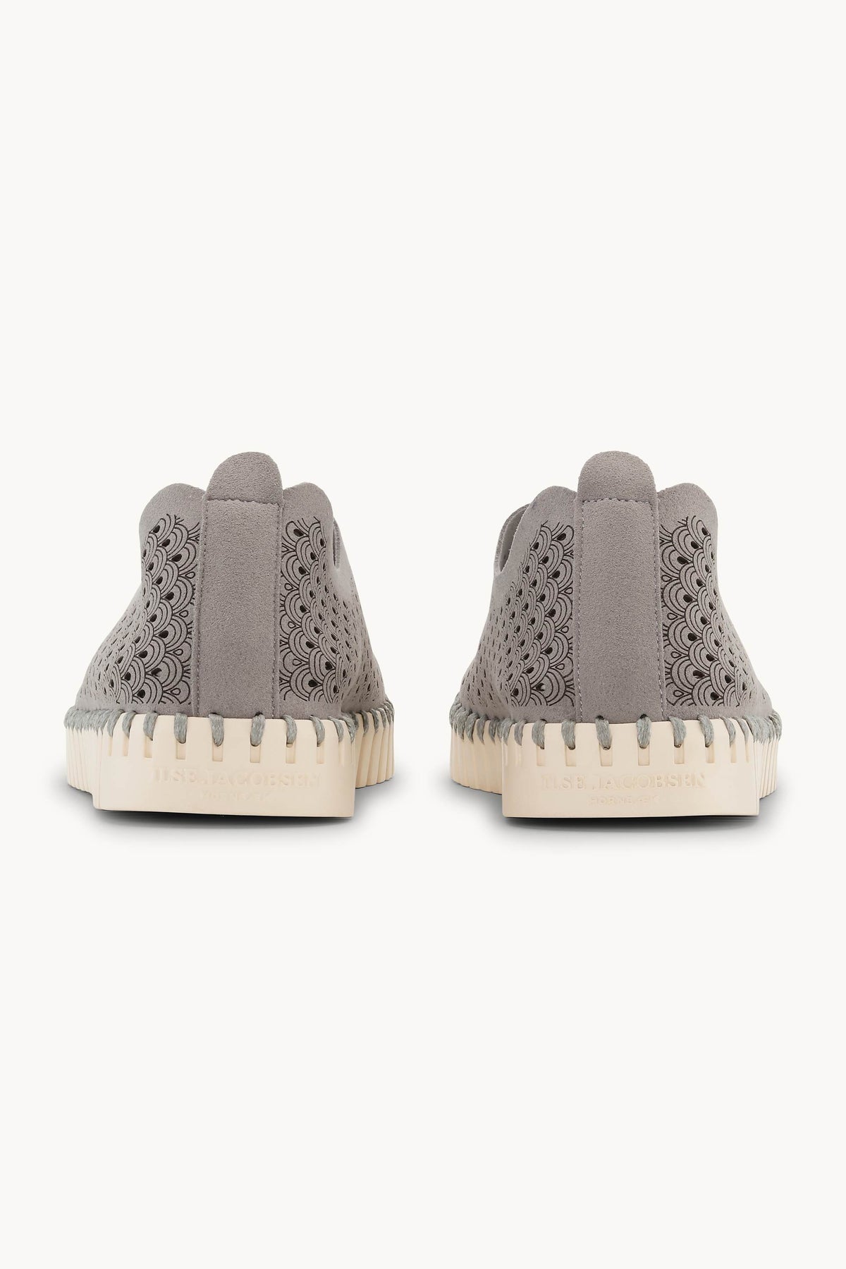 Laser-cut Slip-on Shoes on Flat Sole - Grey