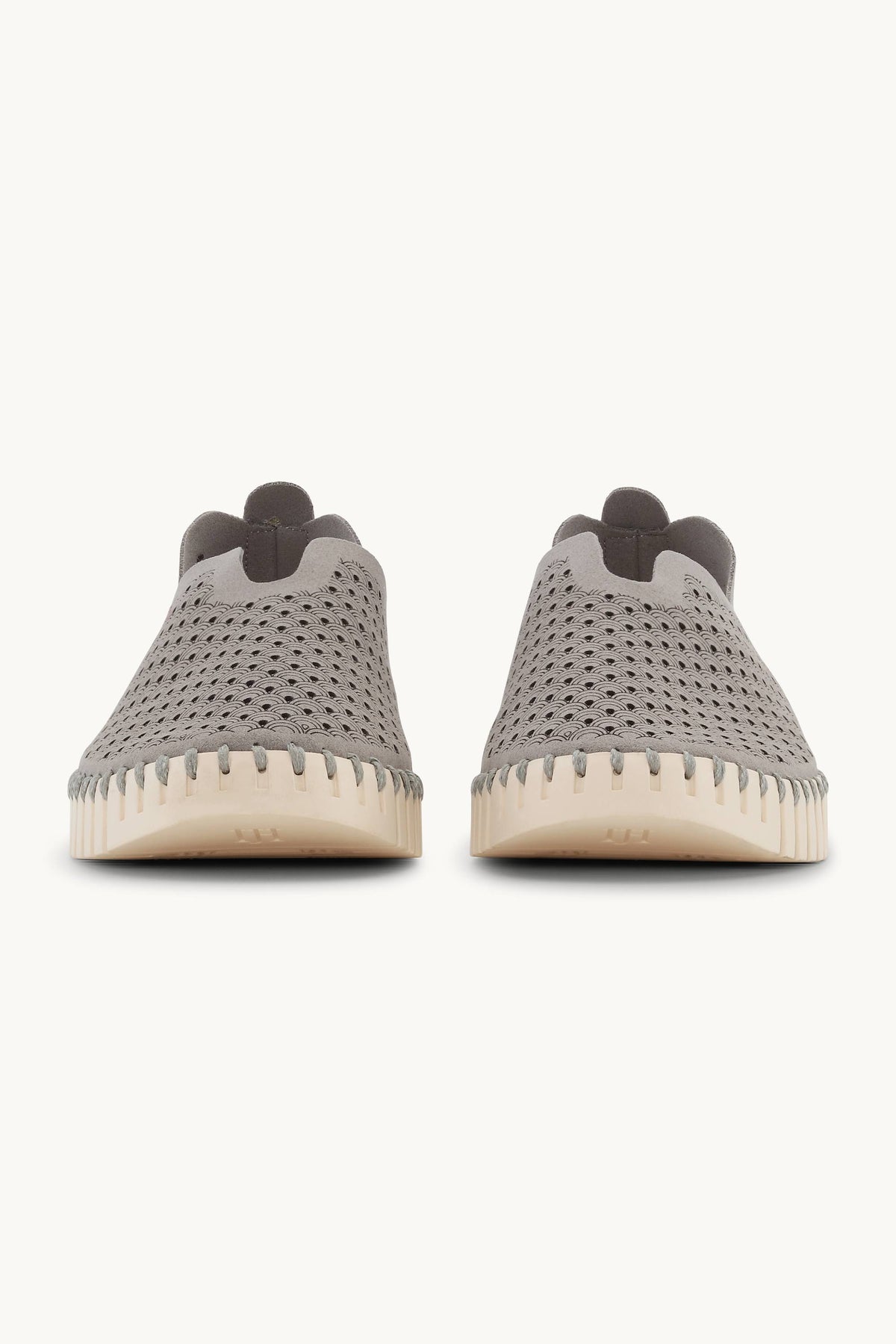 Laser-cut Slip-on Shoes on Flat Sole - Grey