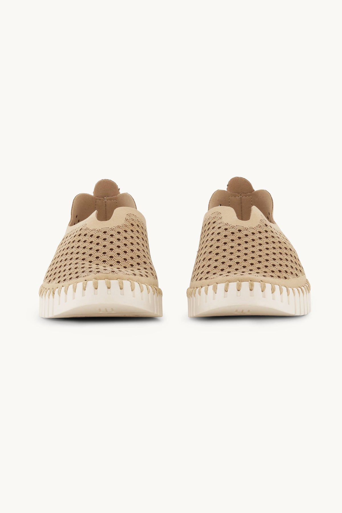 Laser-cut Slip-on Shoes on Flat Sole - Latte