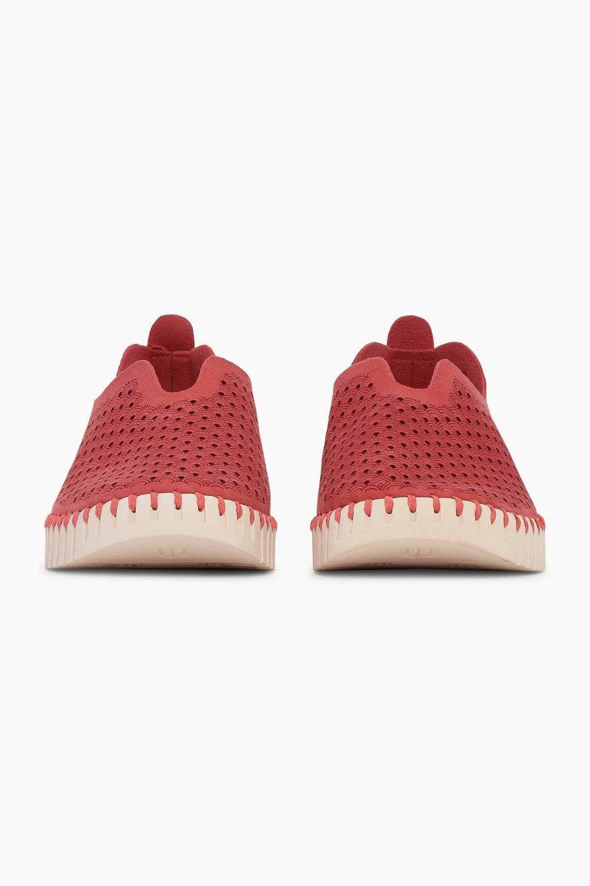 Laser-cut Slip-on Shoes on Flat Sole - Baked Apple Pearled Ivory