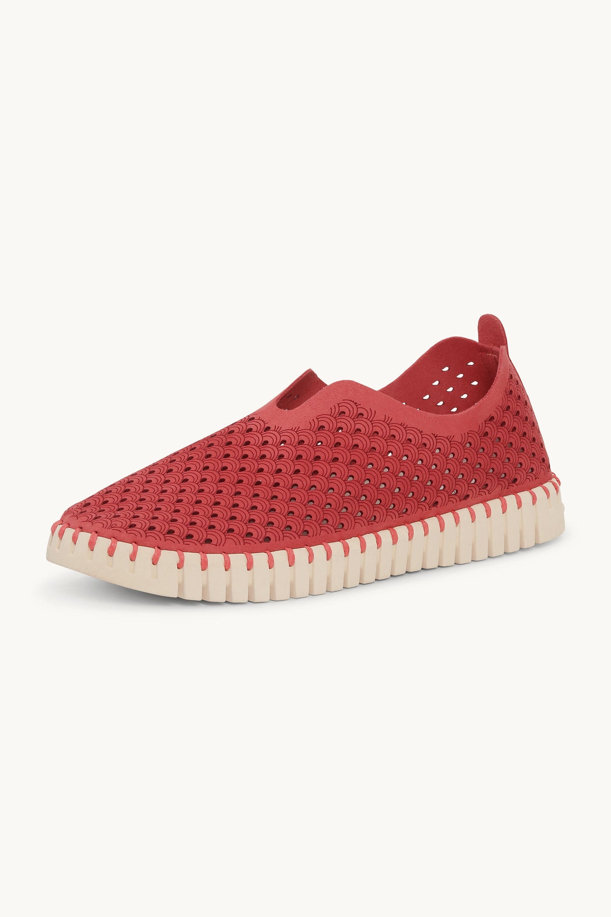 Laser-cut Slip-on Shoes on Flat Sole - Baked Apple Pearled Ivory