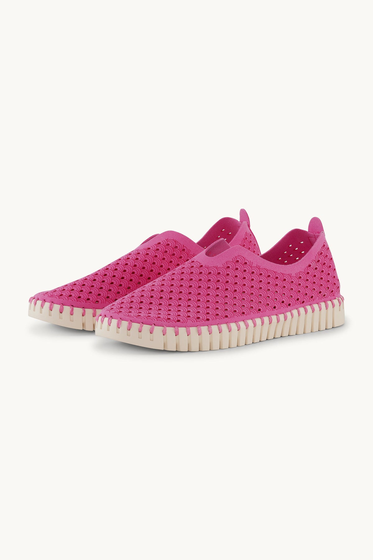 Laser-cut Slip-on Shoes on Flat Sole - Rose Violet