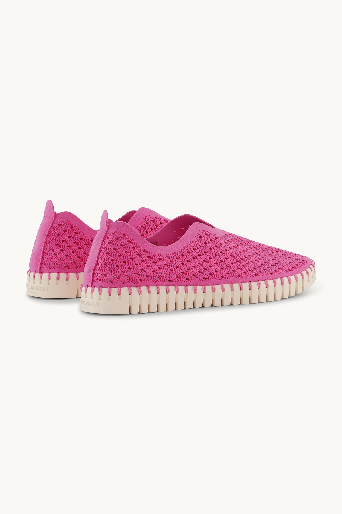 Laser-cut Slip-on Shoes on Flat Sole - Rose Violet
