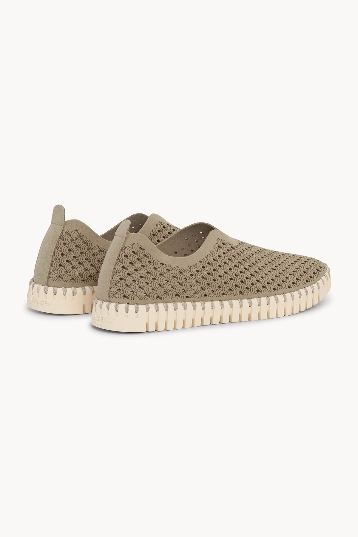 Laser-cut Slip-on Shoes on Flat Sole - Coriander Pearled Ivory
