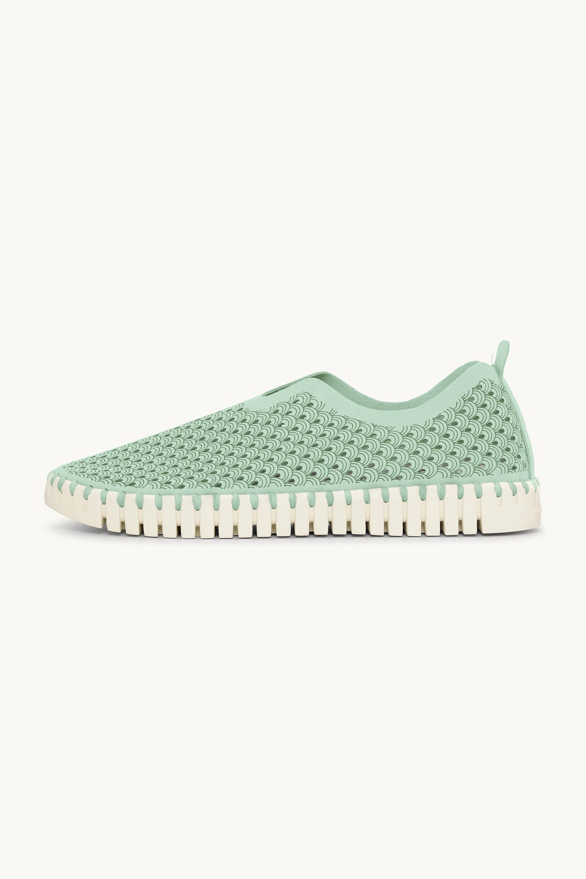 Laser-cut Slip-on Shoes on Flat Sole - Laurel Green