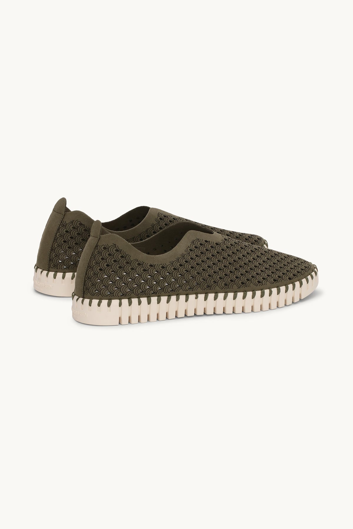 Laser-cut Slip-on Shoes on Flat Sole - Deep Olive