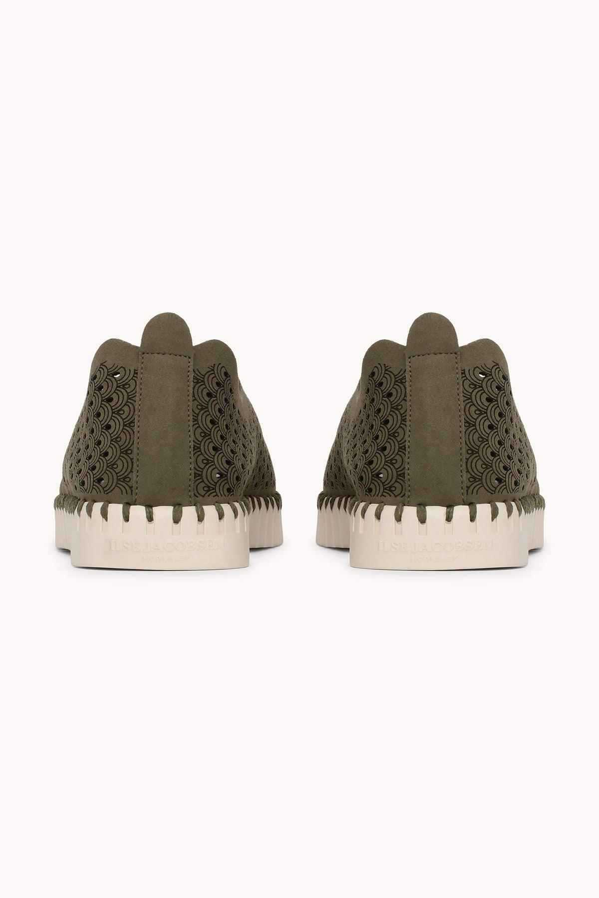 Laser-cut Slip-on Shoes on Flat Sole - Deep Olive