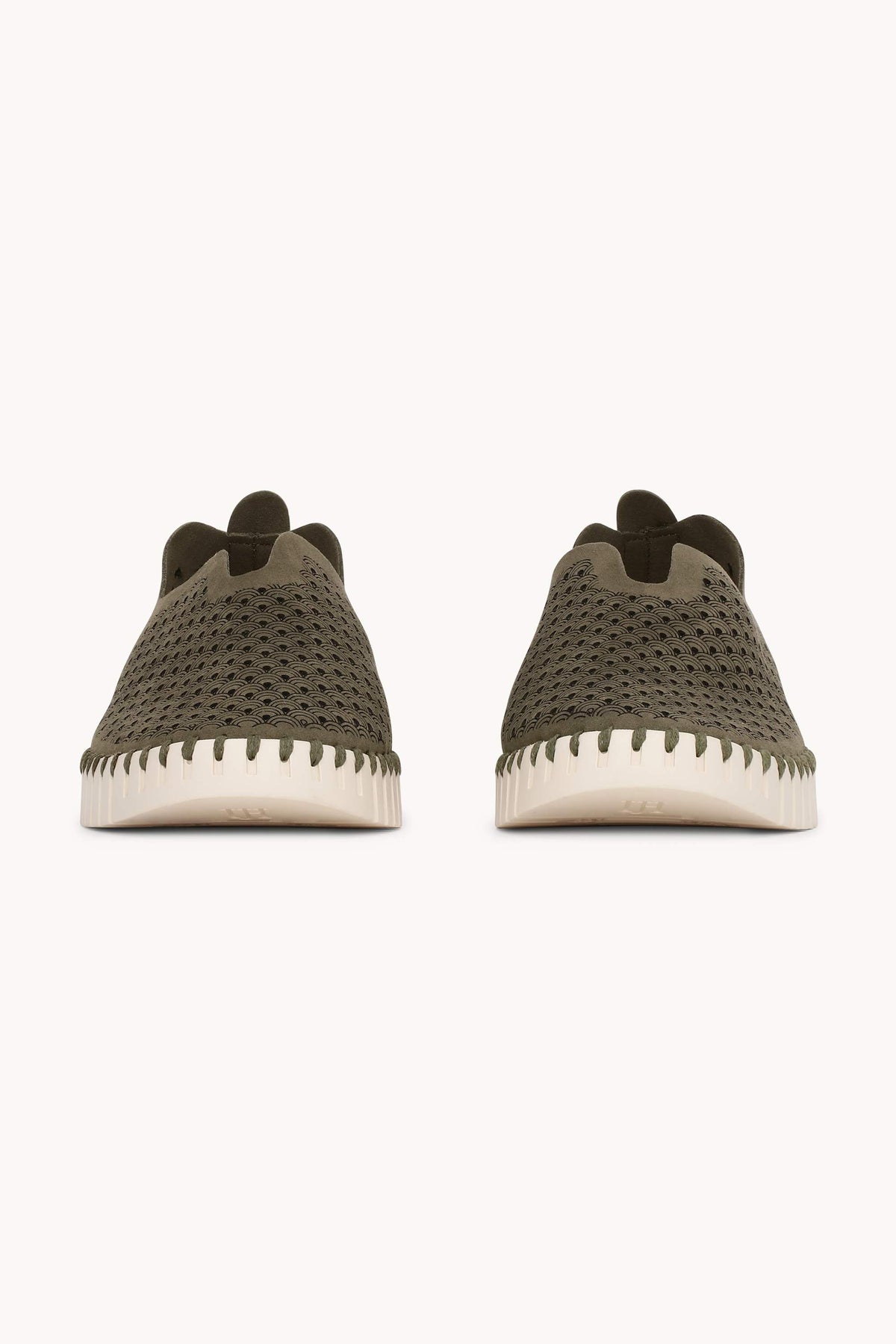 Laser-cut Slip-on Shoes on Flat Sole - Deep Olive