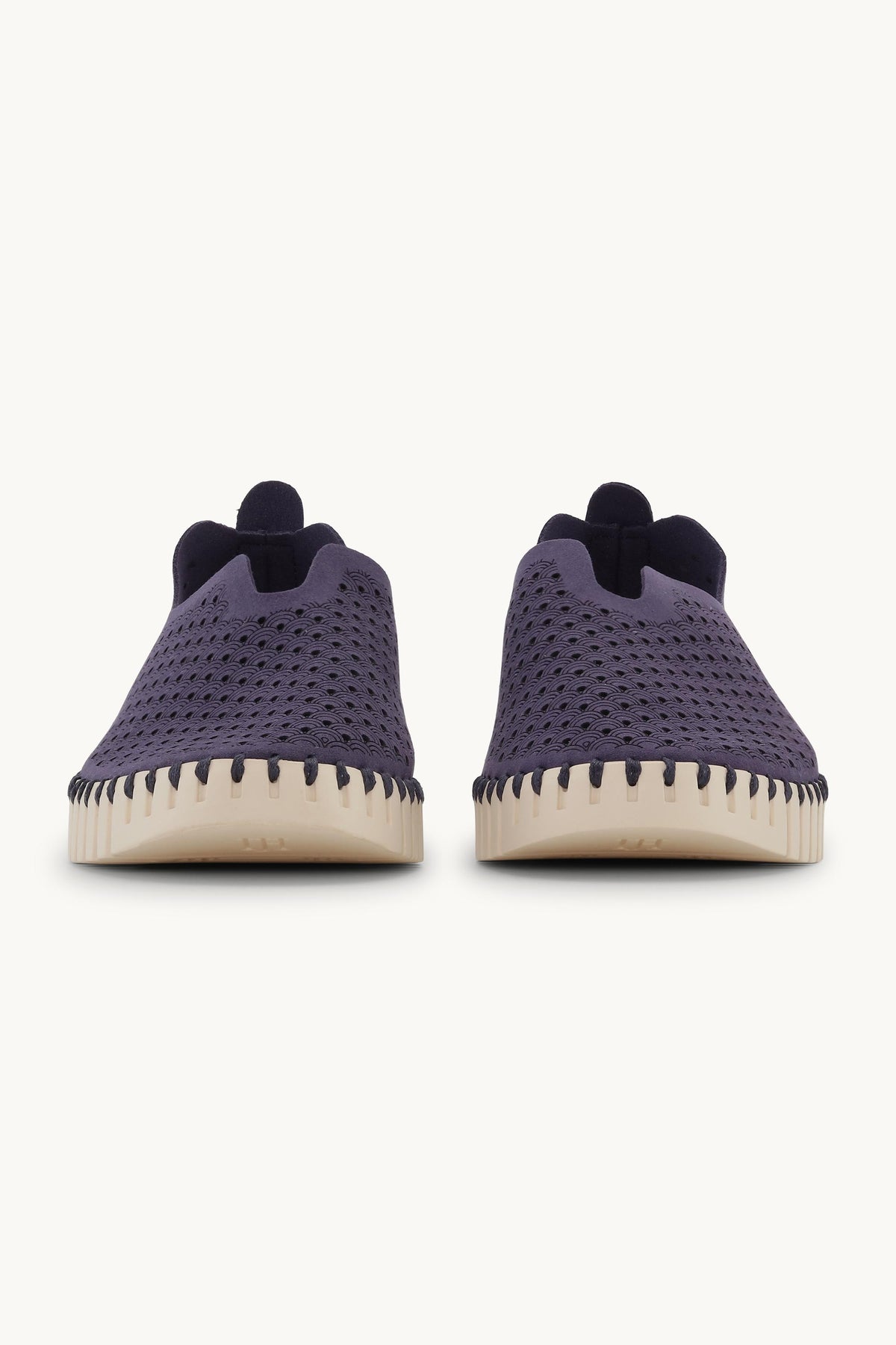 Laser-cut Slip-on Shoes on Flat Sole - Navy