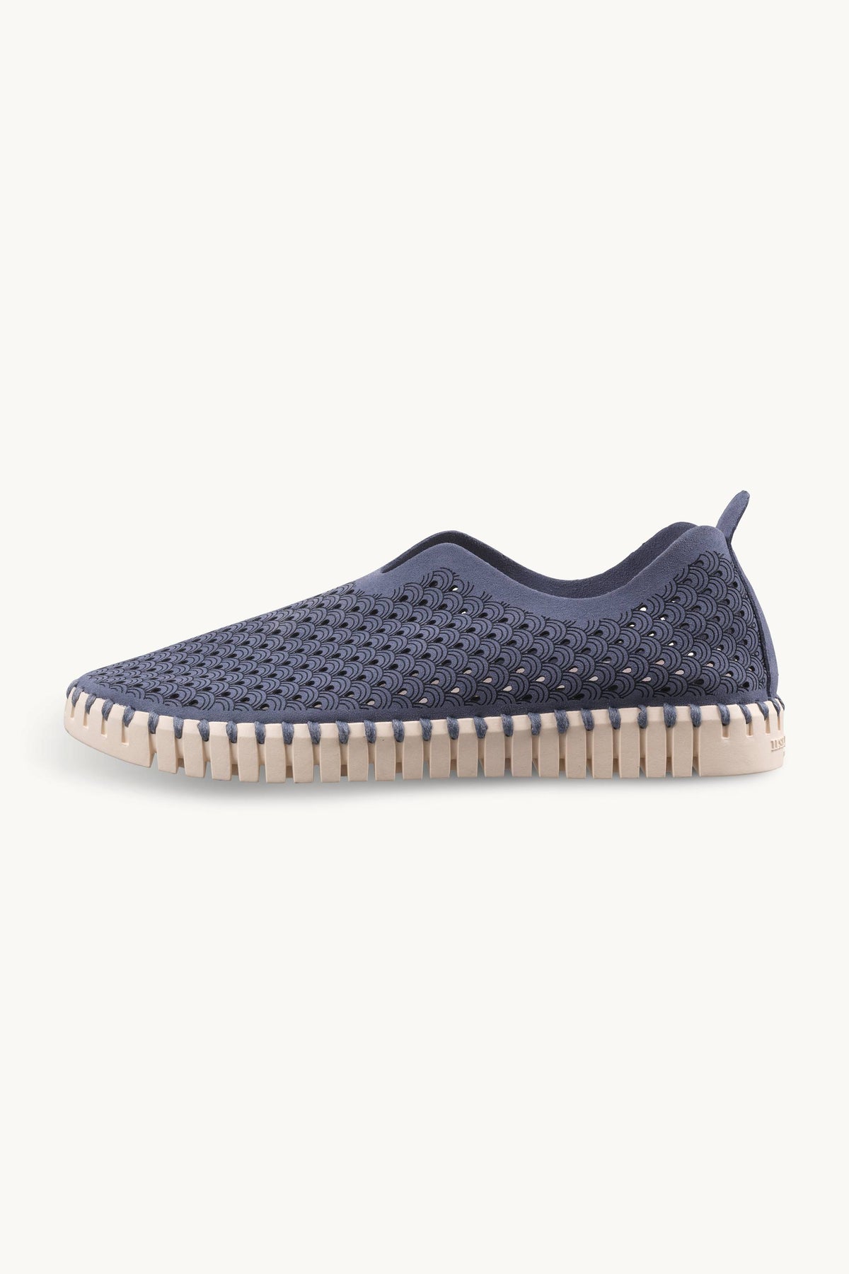 Laser-cut Slip-on Shoes on Flat Sole - Ombre Blue Pearled Ivory