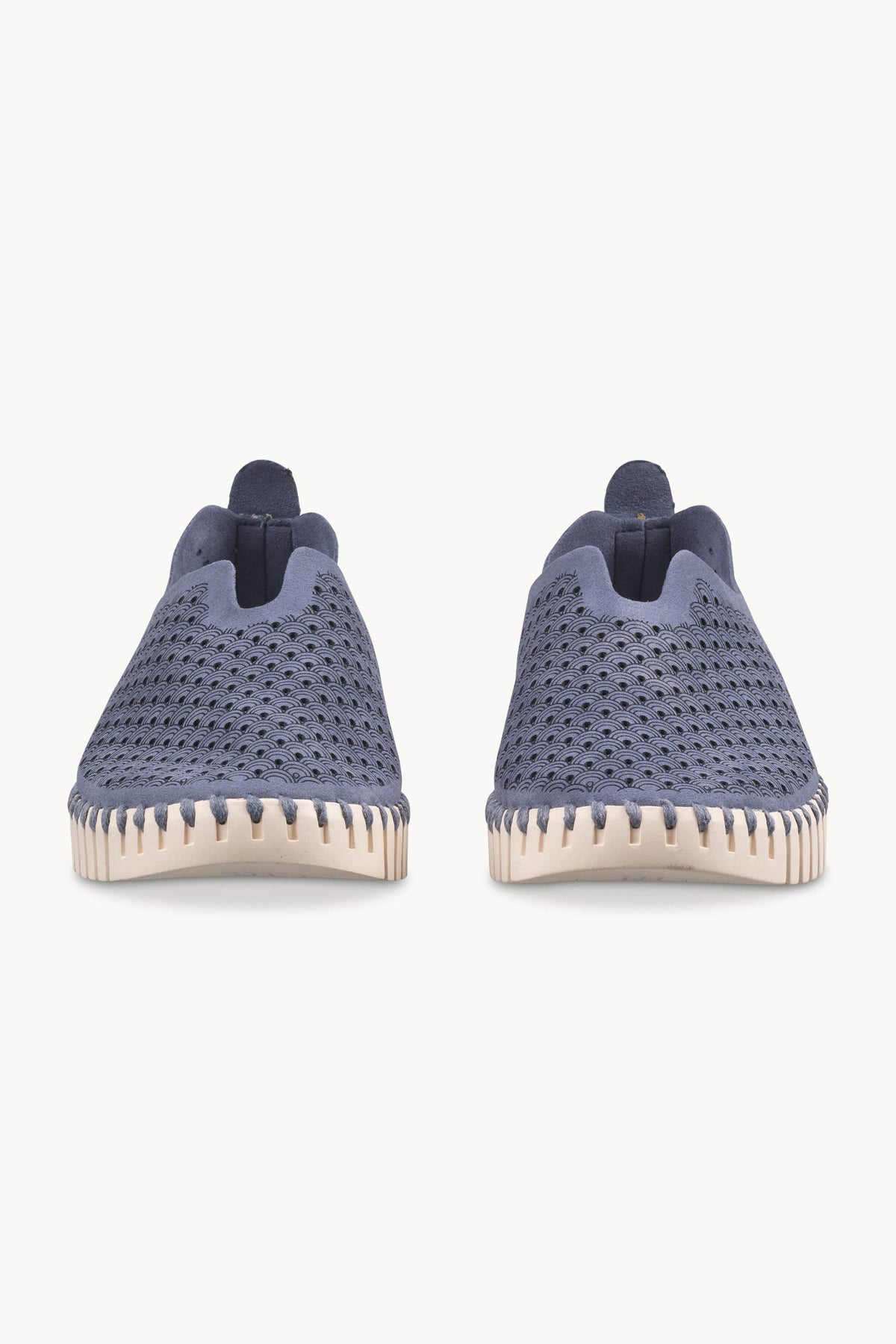 Laser-cut Slip-on Shoes on Flat Sole - Ombre Blue Pearled Ivory