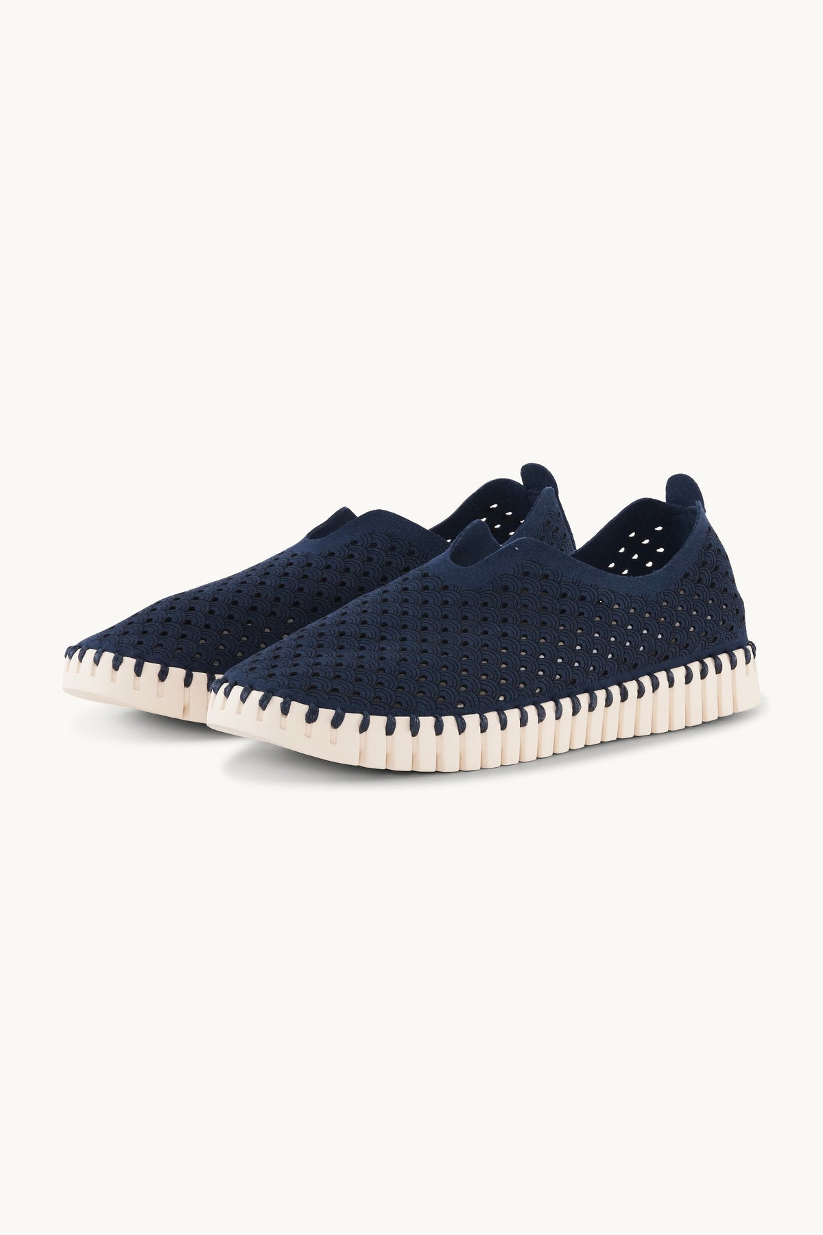 Laser-cut Slip-on Shoes on Flat Sole - Dark Indigo