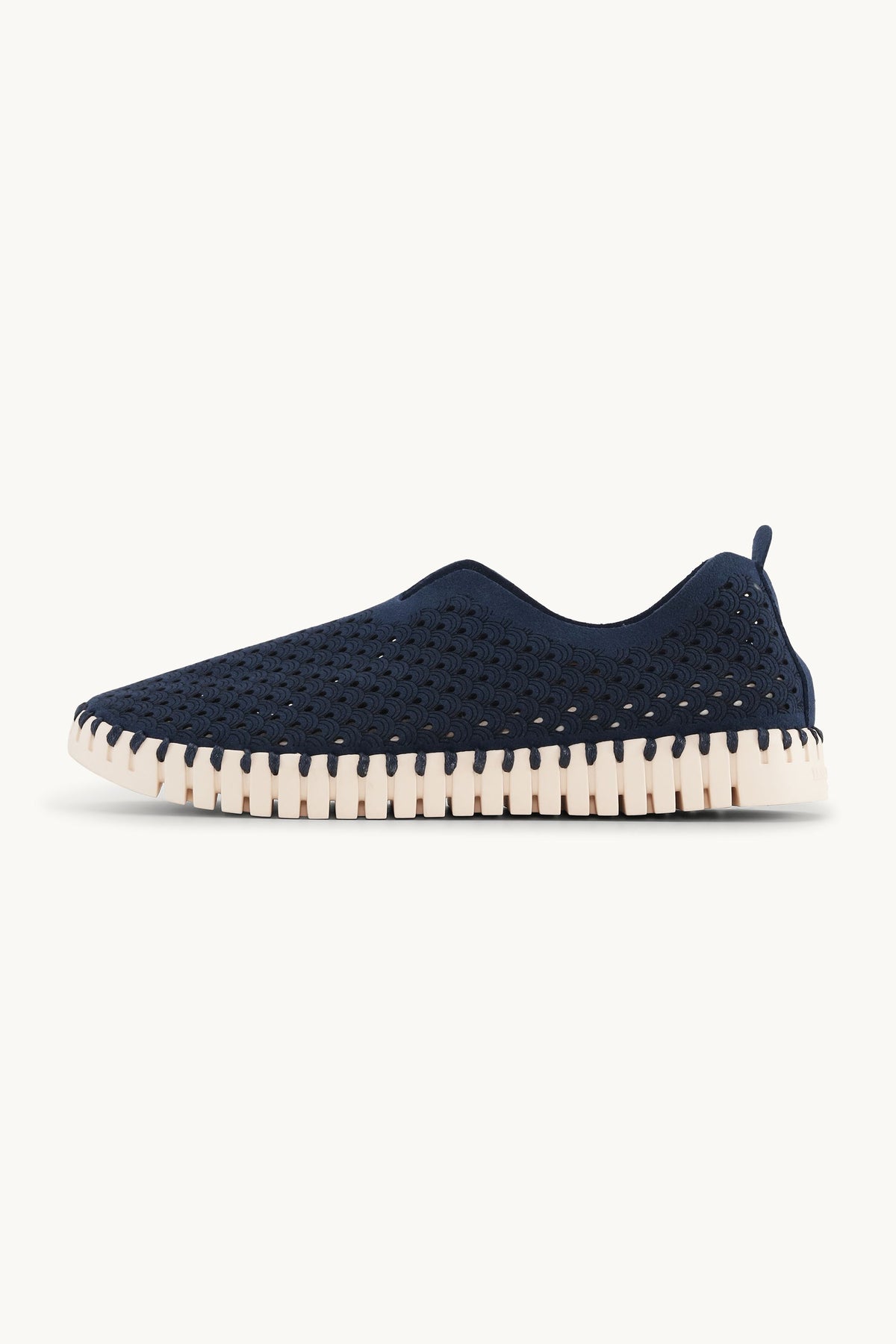 Laser-cut Slip-on Shoes on Flat Sole - Dark Indigo