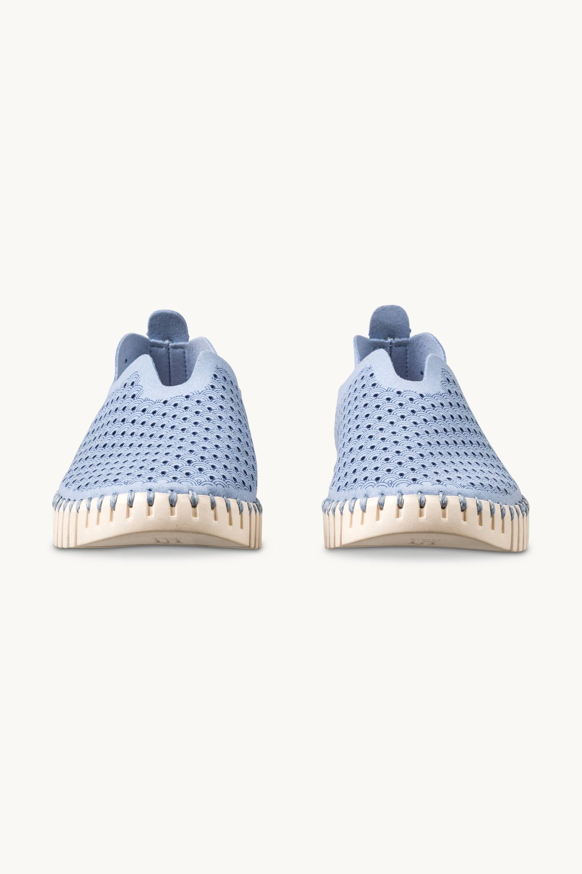 Laser-cut Slip-on Shoes on Flat Sole - Cornflower Pearled Ivory