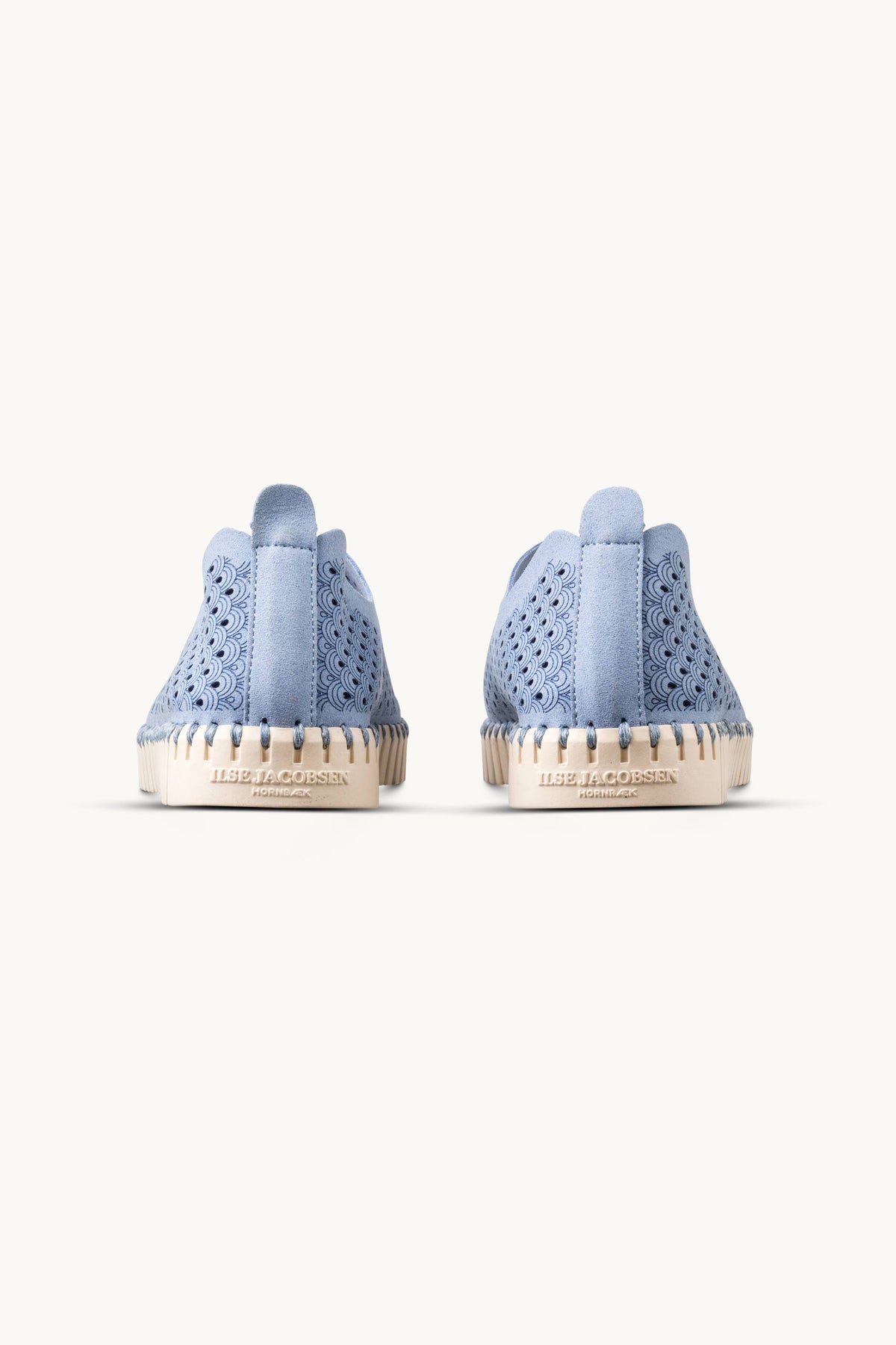 Laser-cut Slip-on Shoes on Flat Sole - Cornflower Pearled Ivory