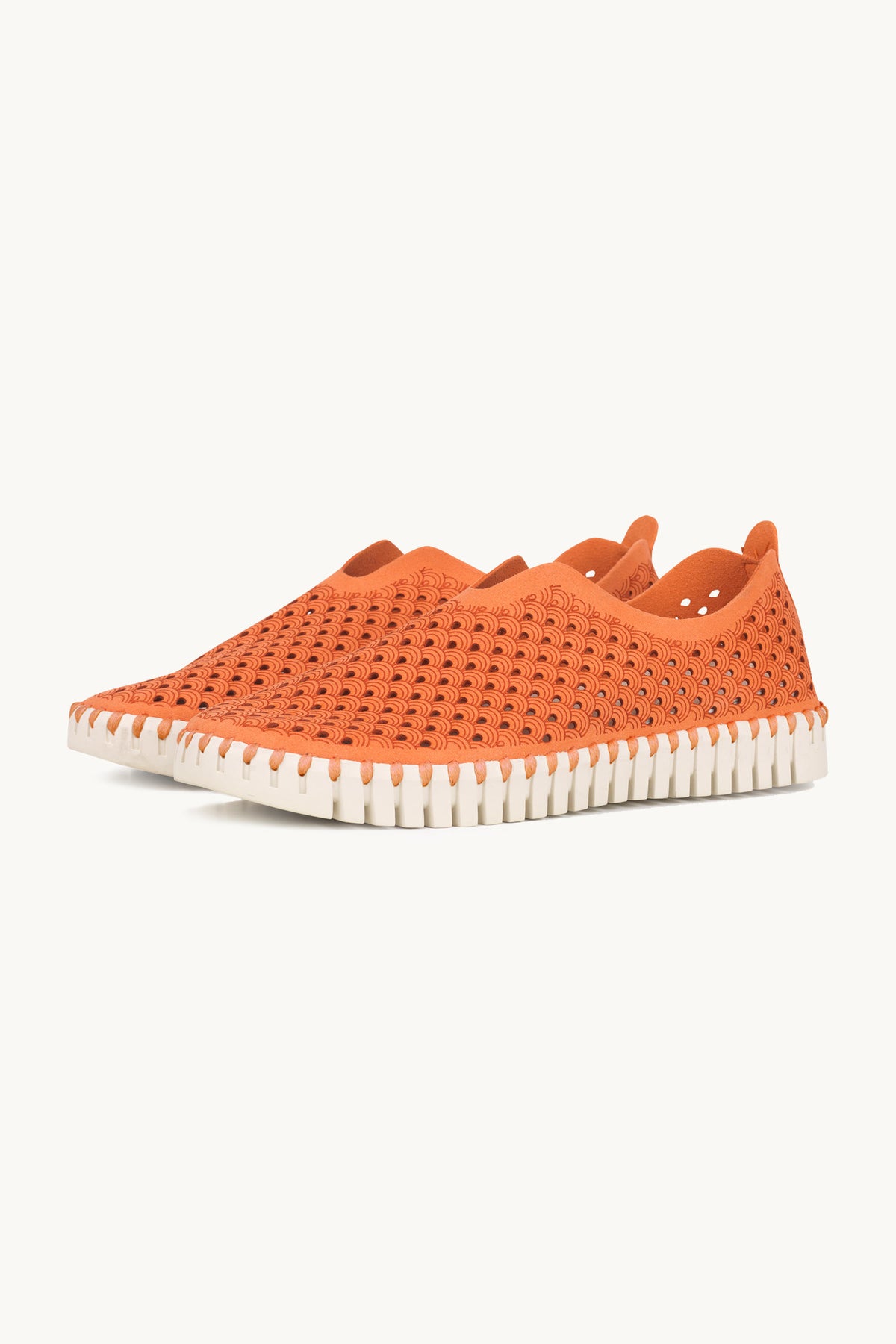 Laser-cut Slip-on Shoes on Flat Sole - Camelia
