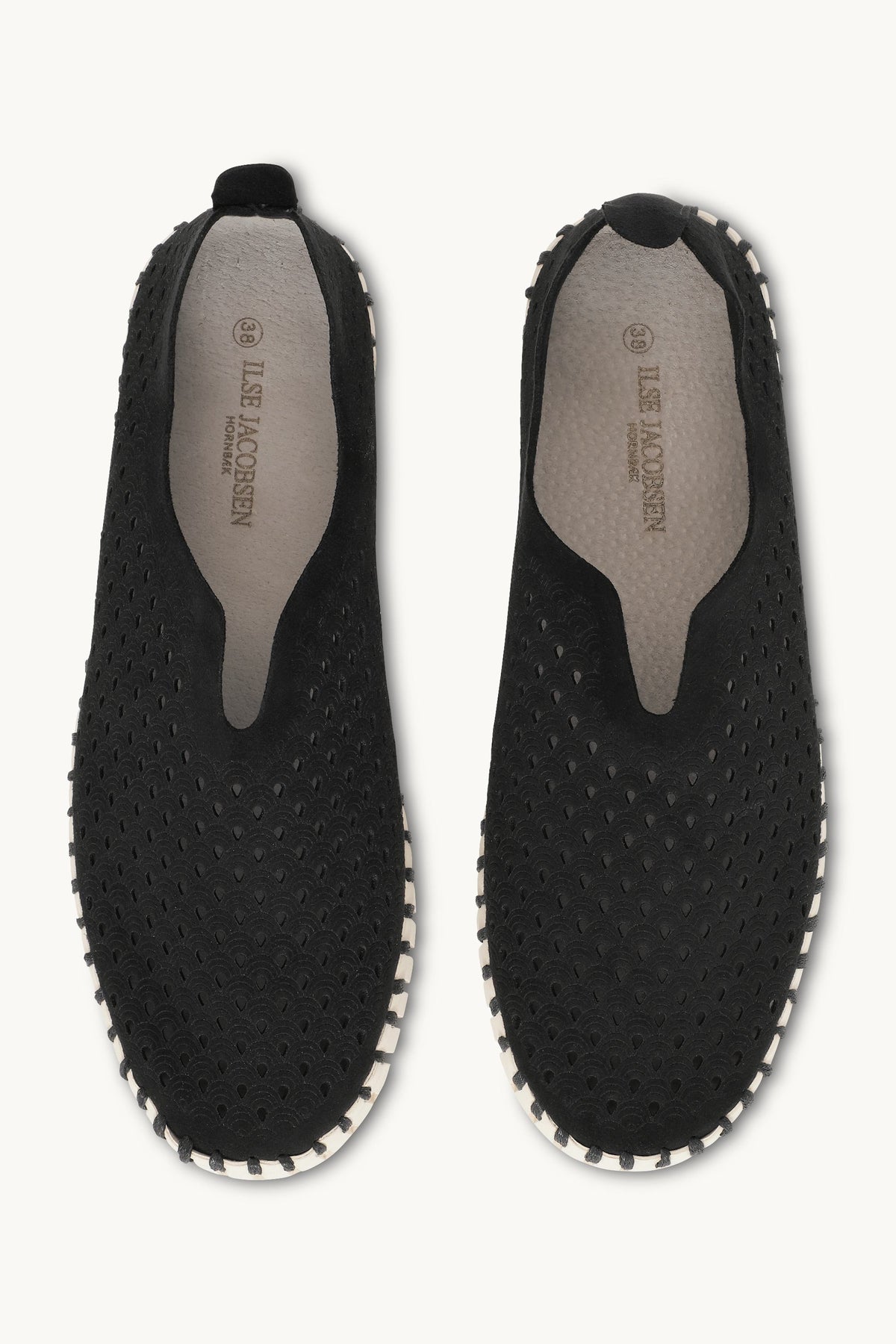 Laser-cut Slip-on Shoes on Platform Sole - Black