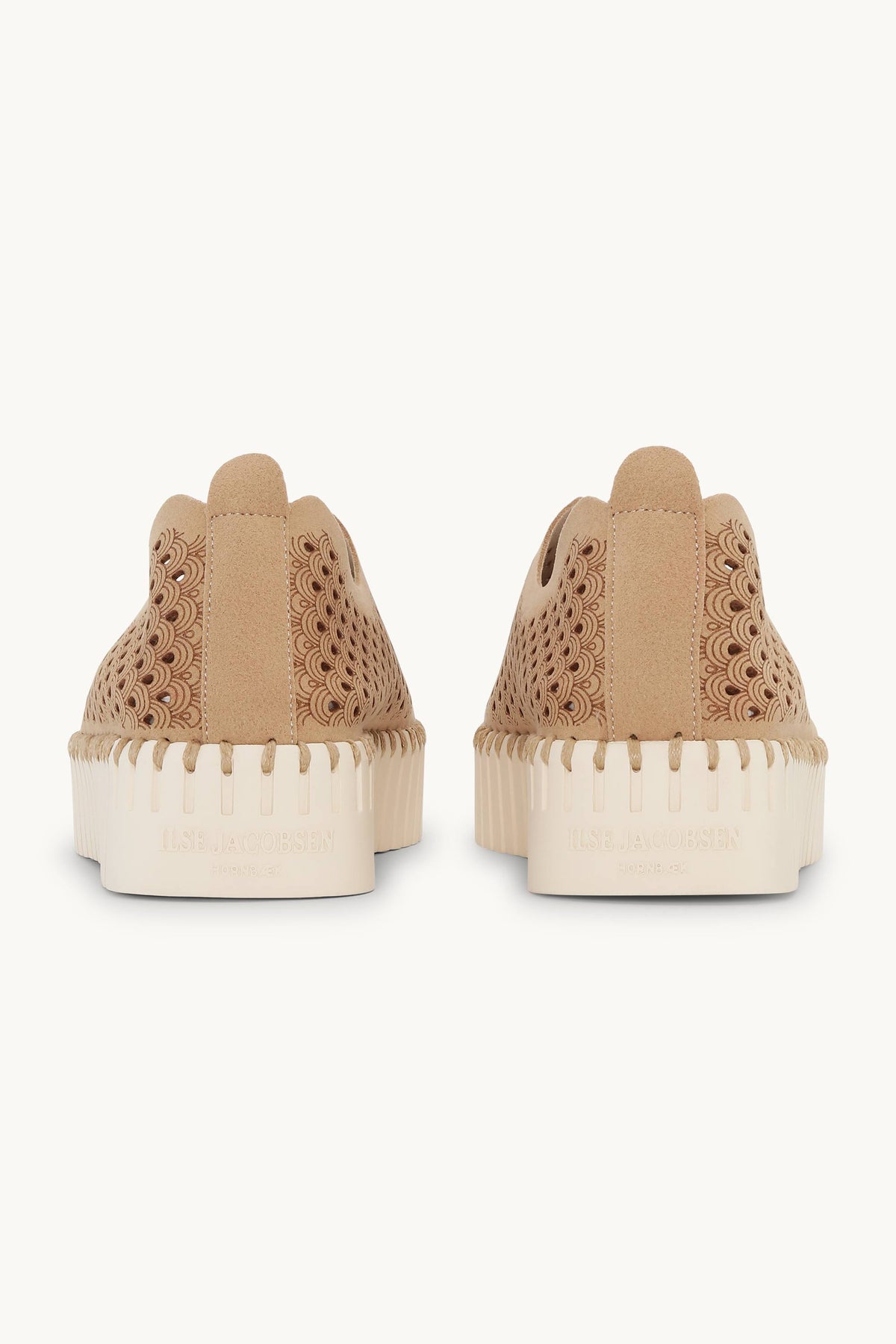 Laser-cut Slip-on Shoes on Platform Sole - Latte