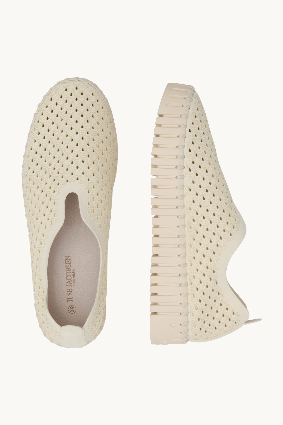 Laser-cut Slip-on Shoes on Platform Sole - Milk Creme