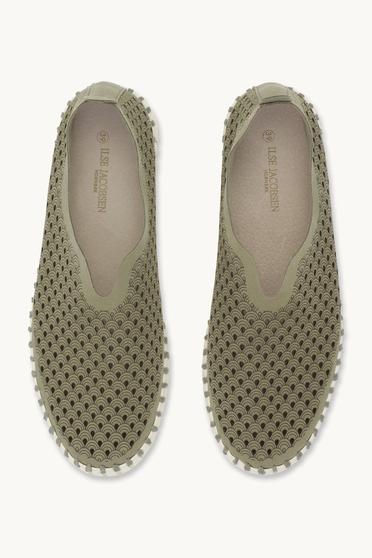Laser-cut Slip-on Shoes on Platform Sole - Army