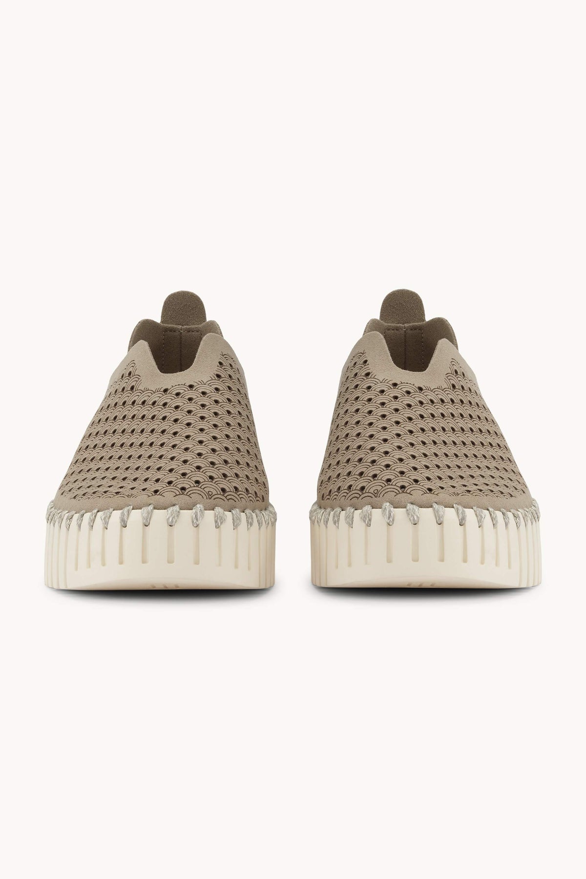 Laser-cut Slip-on Shoes on Platform Sole - Coriander Pearled Ivory