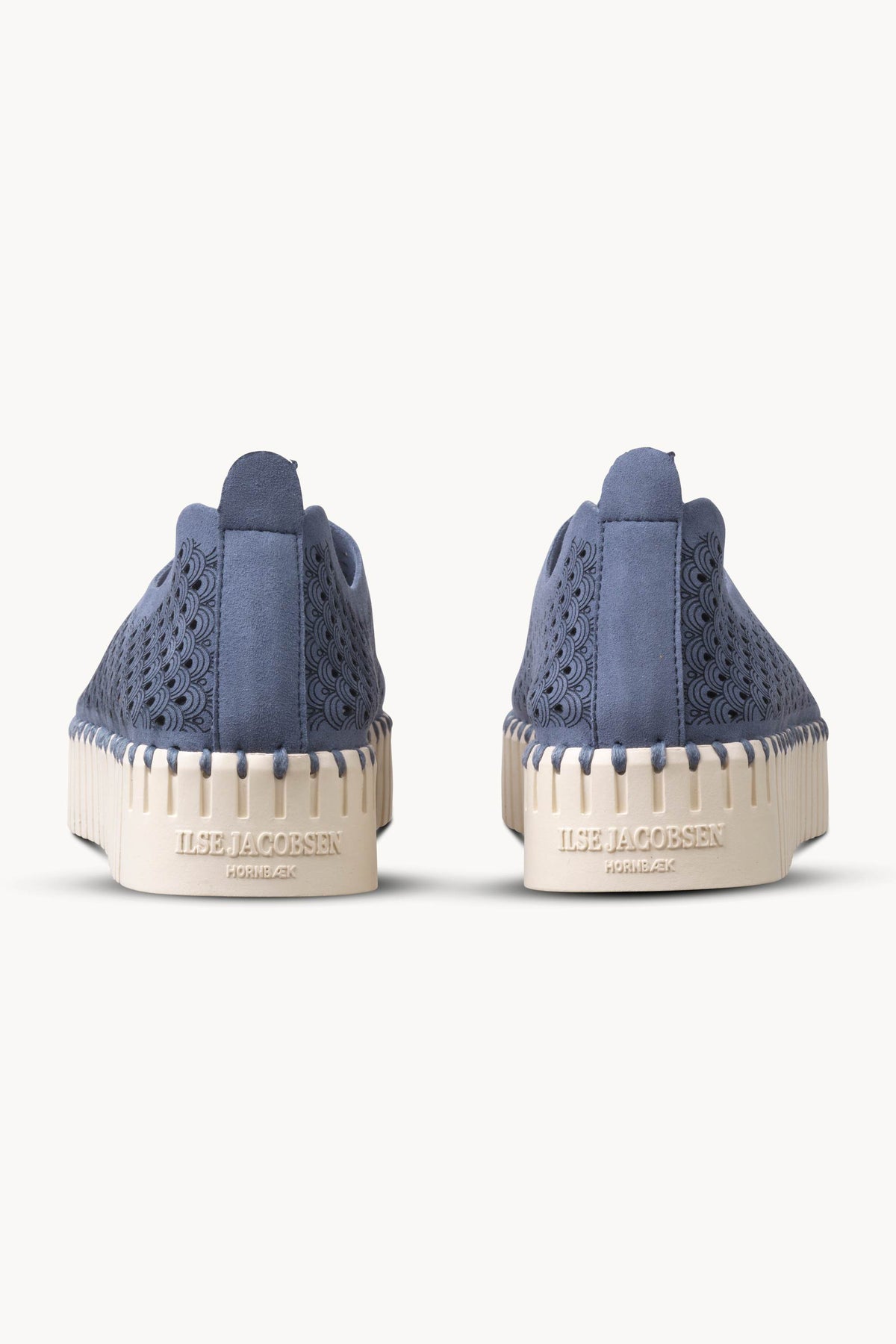Laser-cut Slip-on Shoes on Platform Sole - Ombre Blue Pearled Ivory