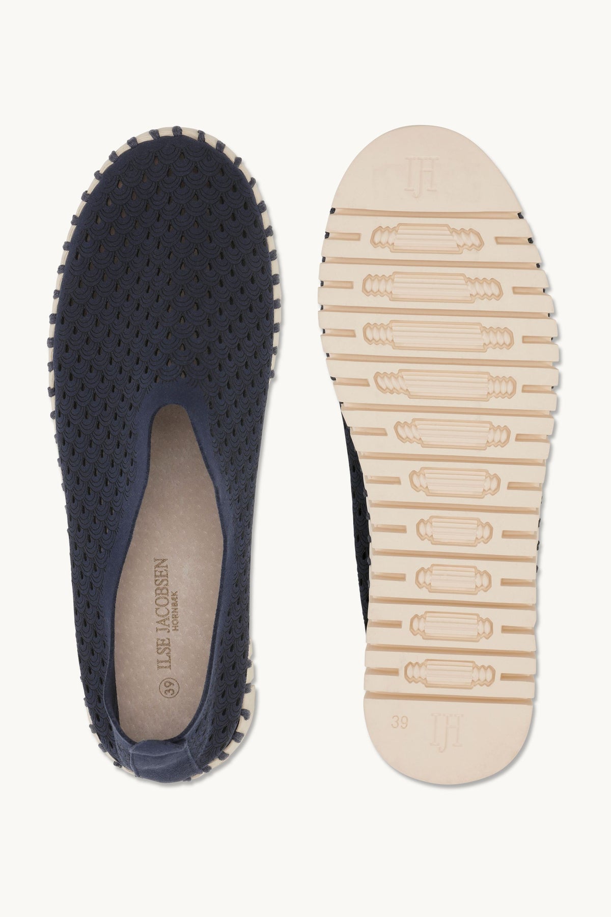 Laser-cut Slip-on Shoes on Platform Sole - Dark Indigo