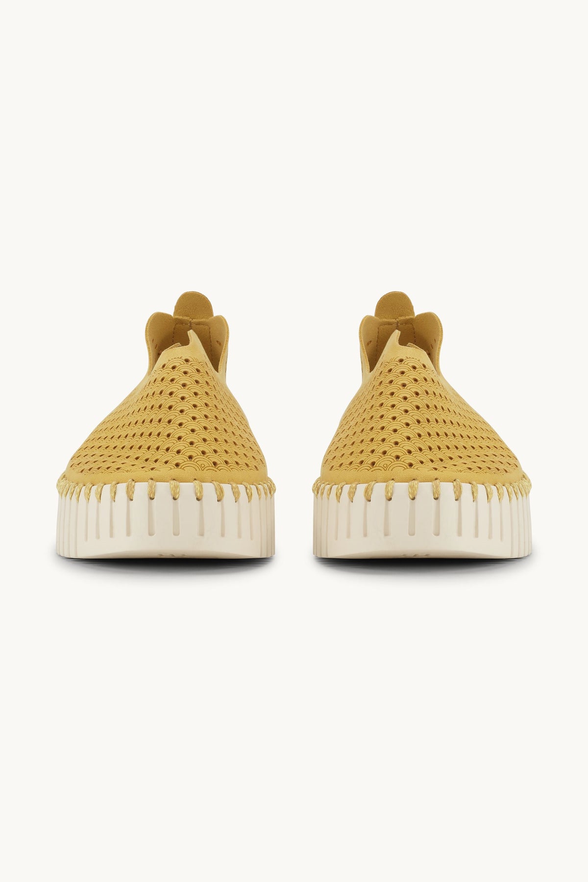 Laser-cut Slip-on Shoes on Platform Sole - Golden Rod