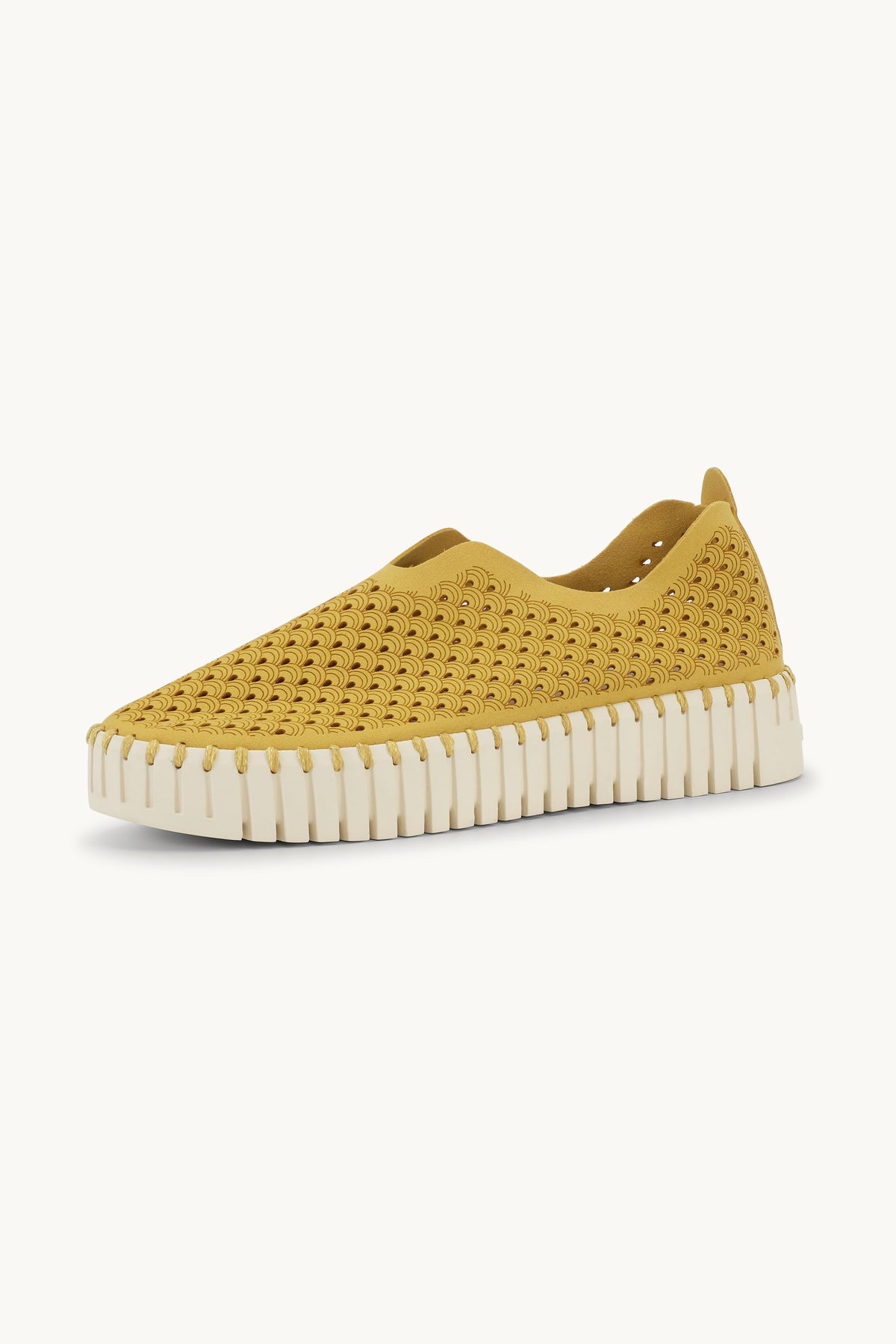 Laser-cut Slip-on Shoes on Platform Sole - Golden Rod