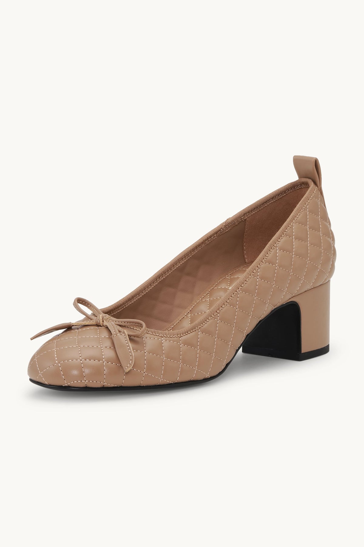 Quilted Ballerina with Heel - Clay Black