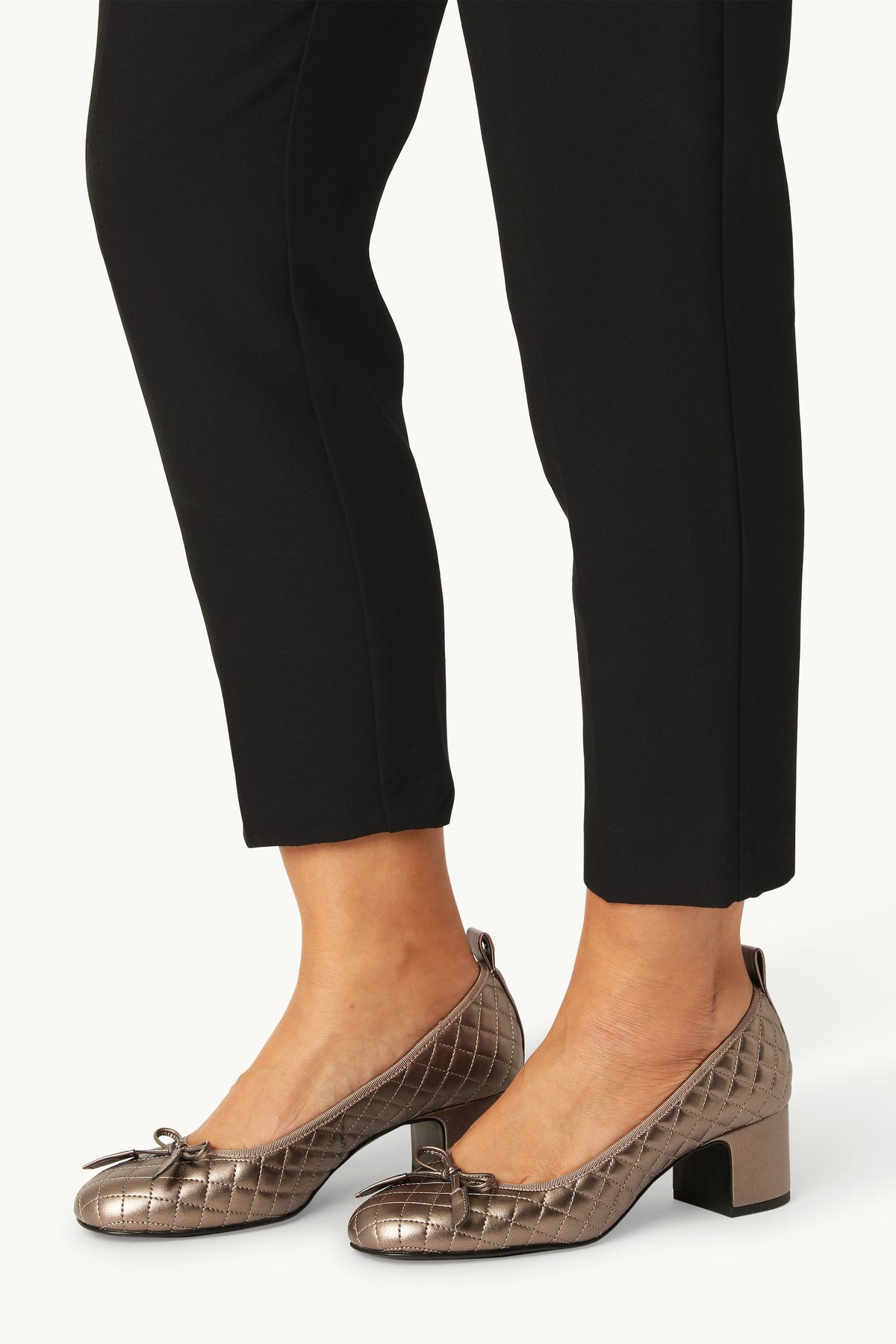 Quilted Ballerina with Heel - Metallic Copper Black