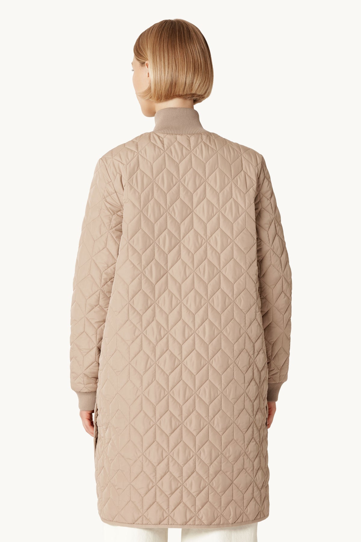 Long A-Lined Quilted Jacket - Wheat