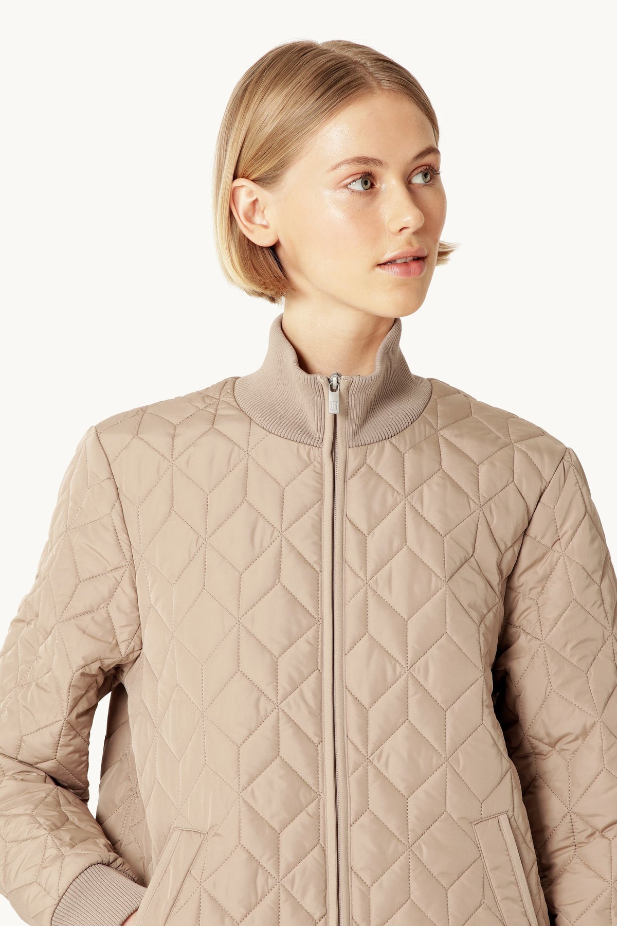 Long A-Lined Quilted Jacket - Wheat